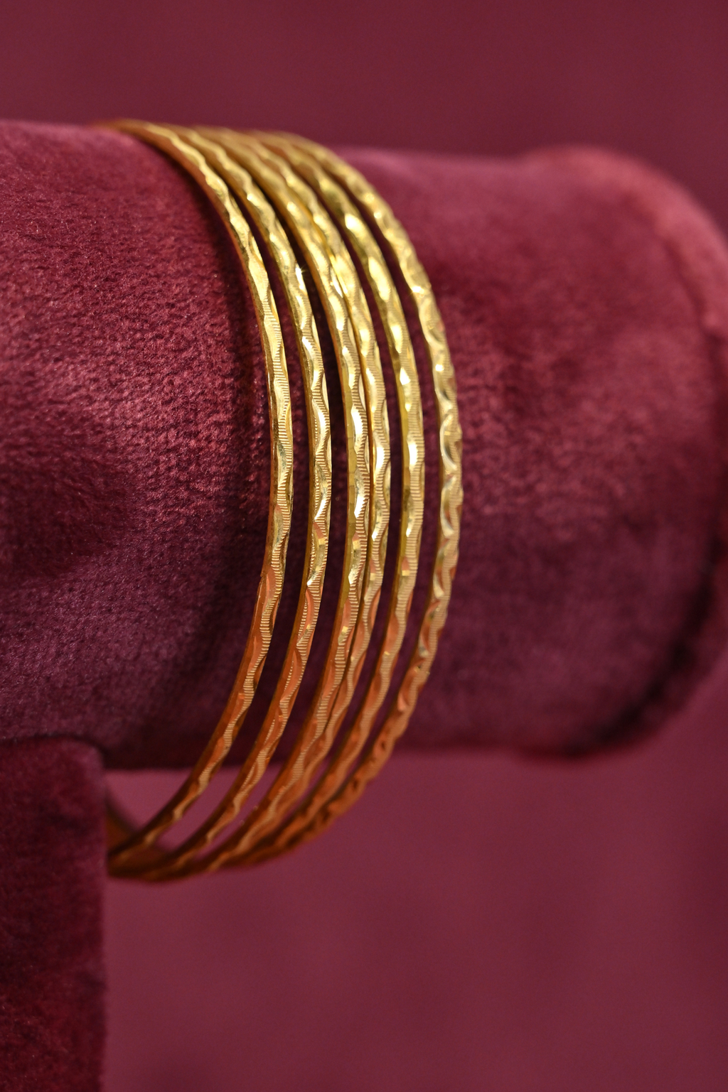 Radiant Twisted Texture Gold Bangle Set