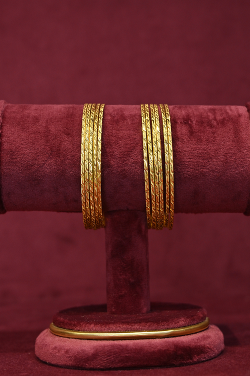 Braided Texture Gold Bangle Set
