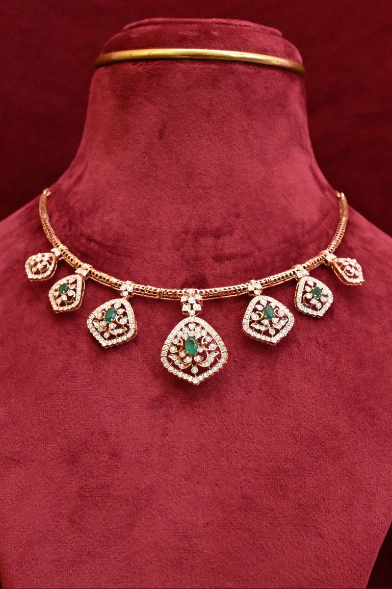 Diamond and Emerald Evening wear Necklace