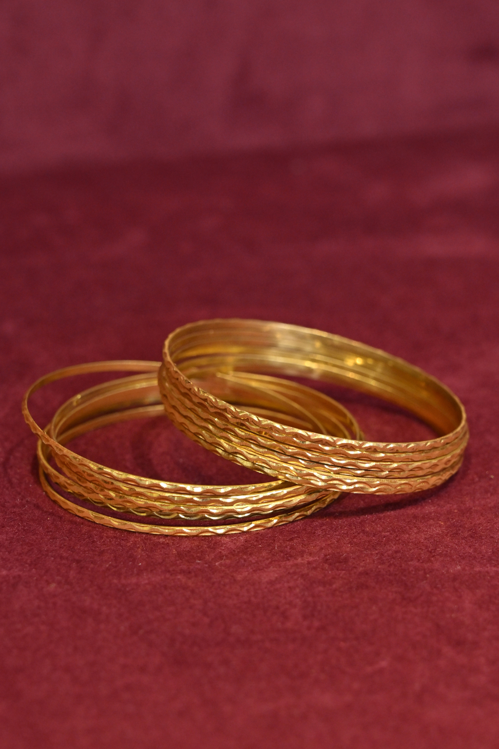 Radiant Twisted Texture Gold Bangle Set