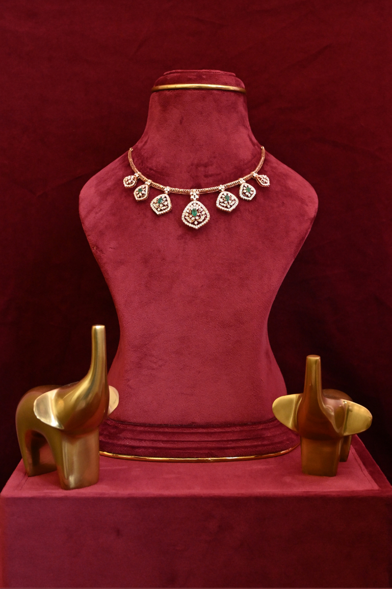 Diamond and Emerald Evening wear Necklace