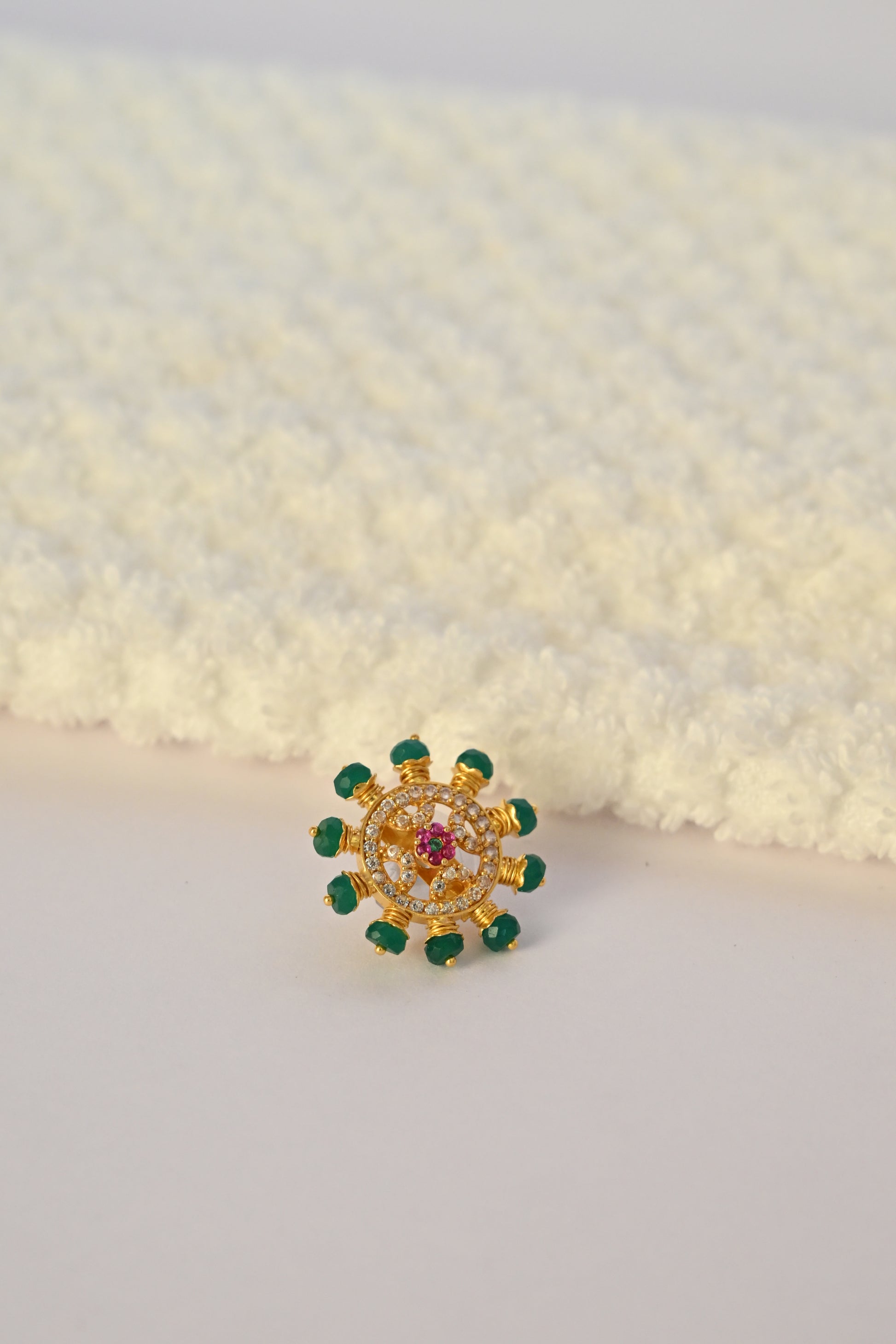 Green Beaded Gold Earring Frames