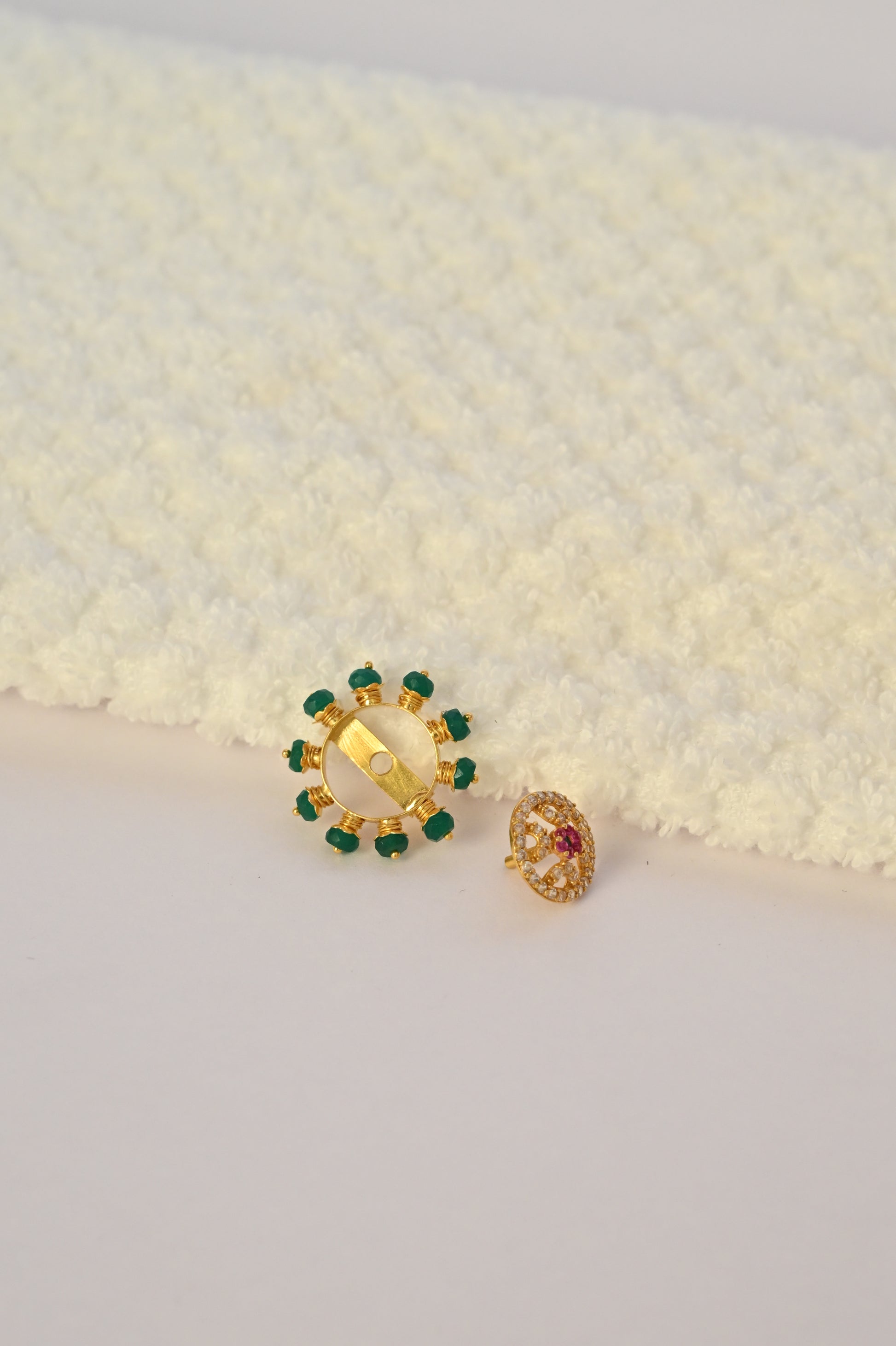Green Beaded Gold Earring Frames