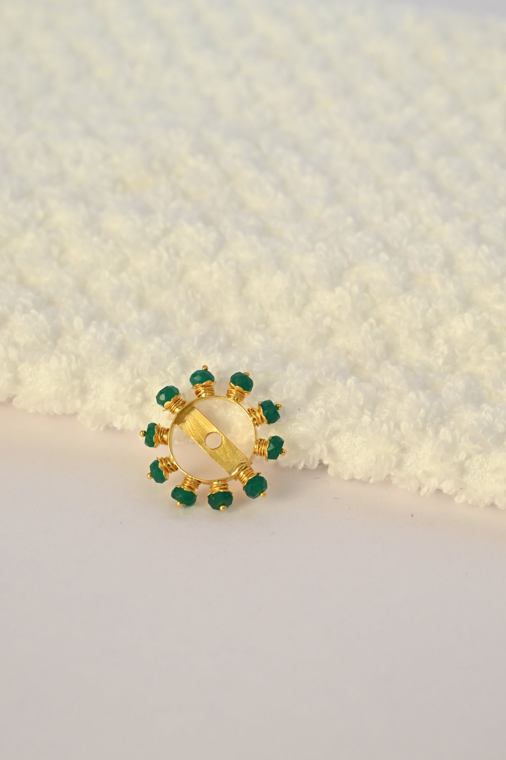 Green Beaded Gold Earring Frames