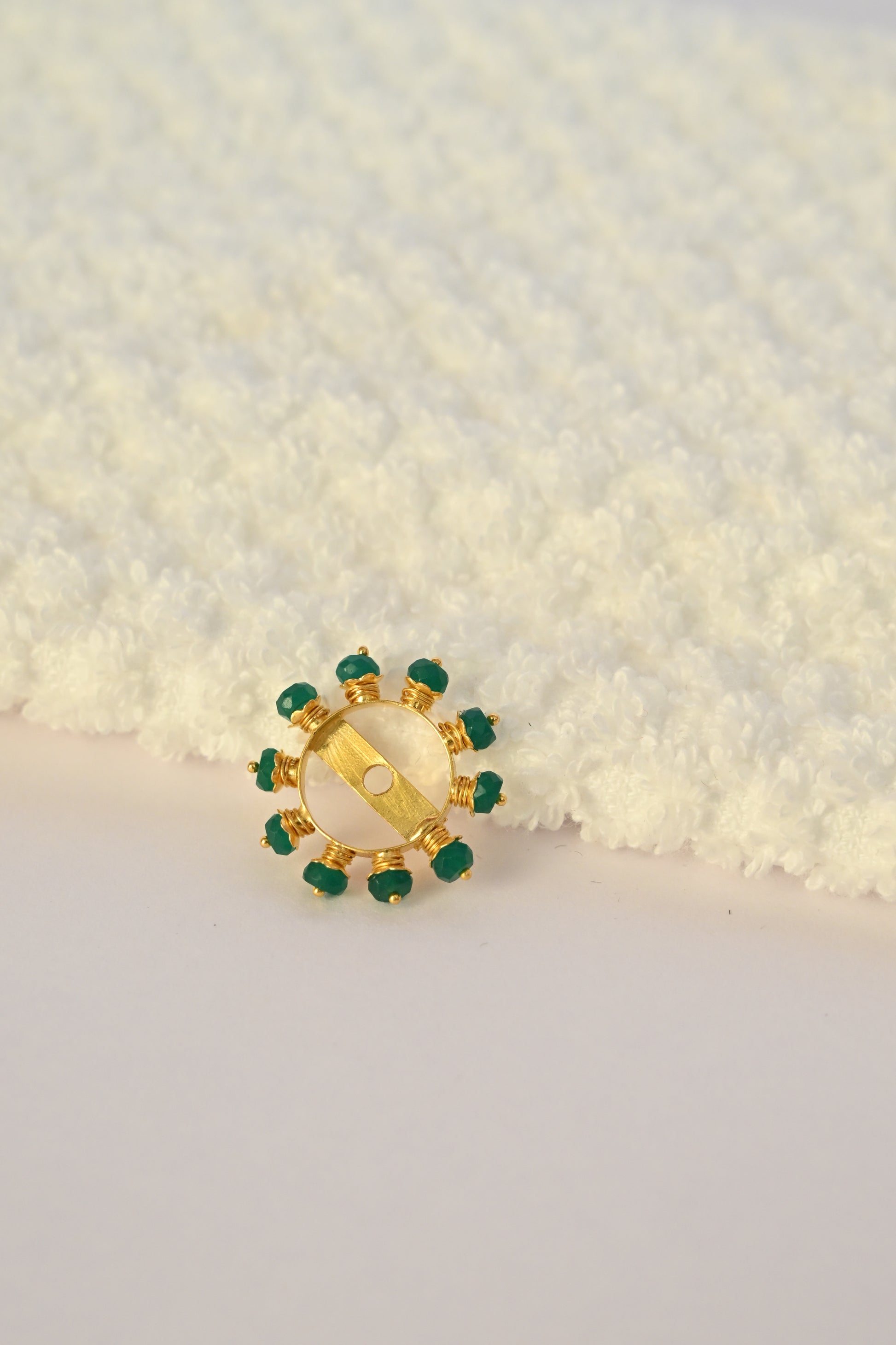 Green Beaded Gold Earring Frames