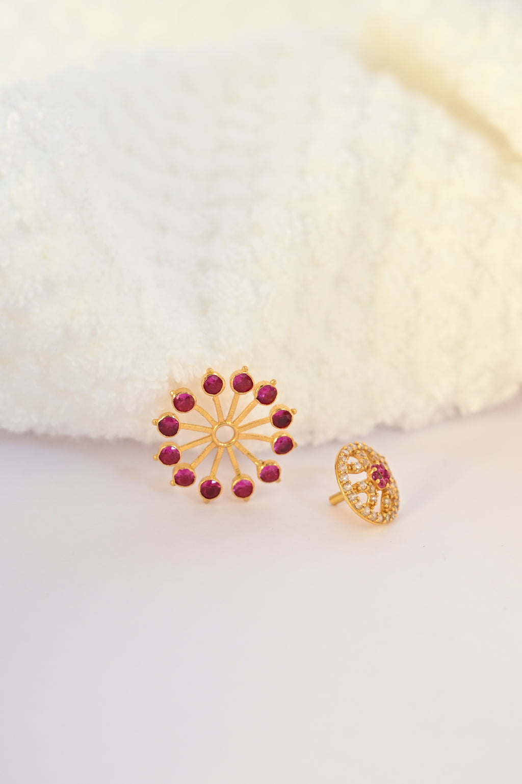 Round Ruby Wheel Earring Frames