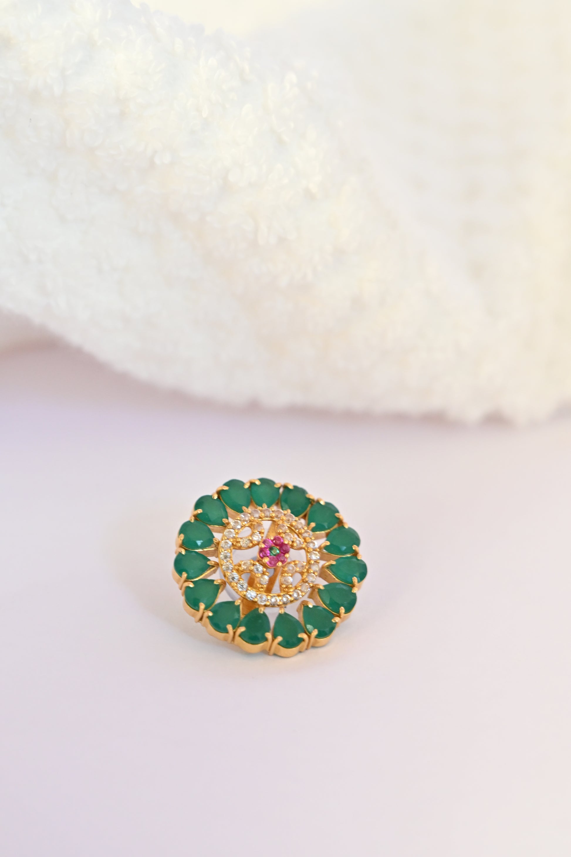 Round Emerald Floral Earring Frames
