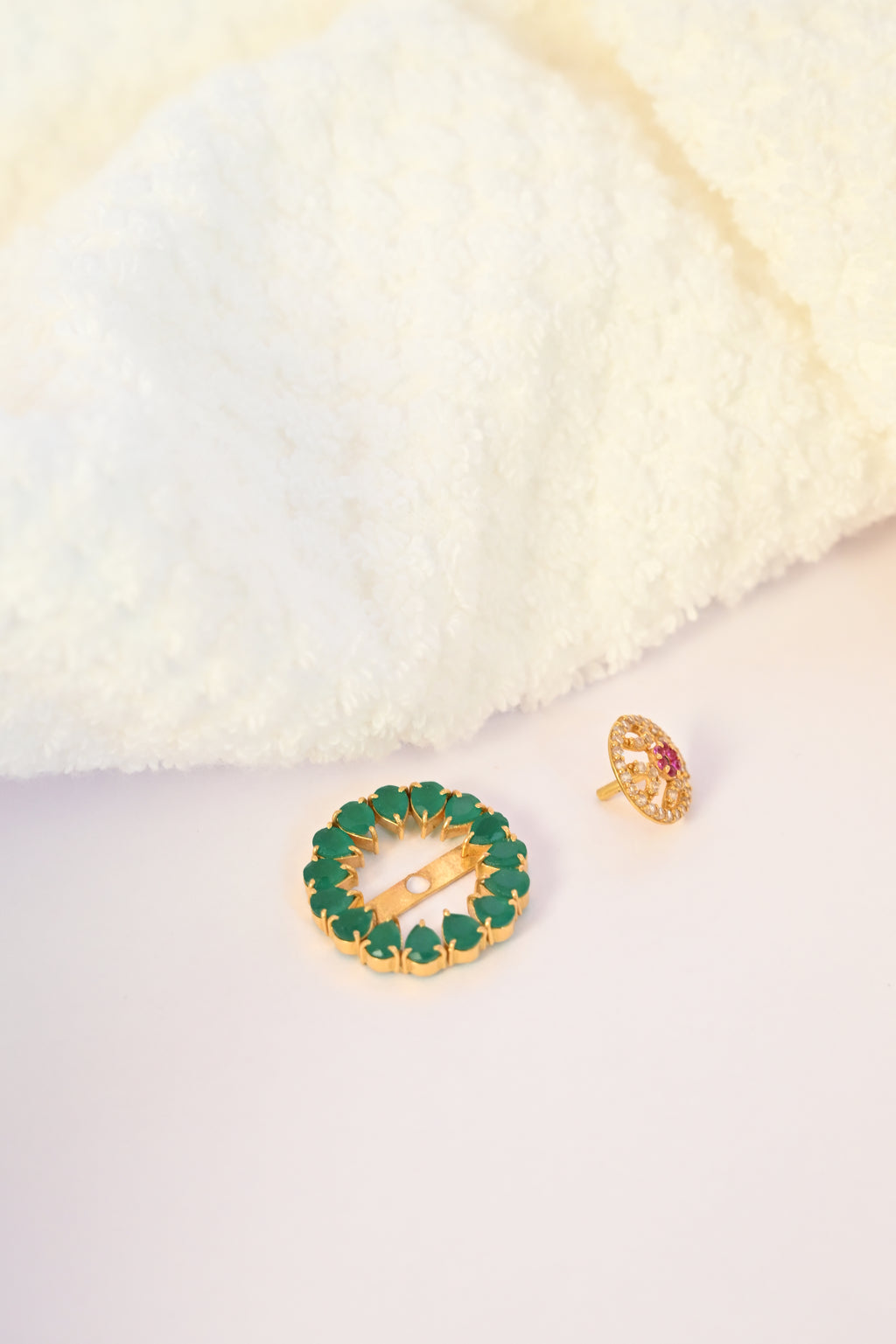 Round Emerald Floral Earring Frames