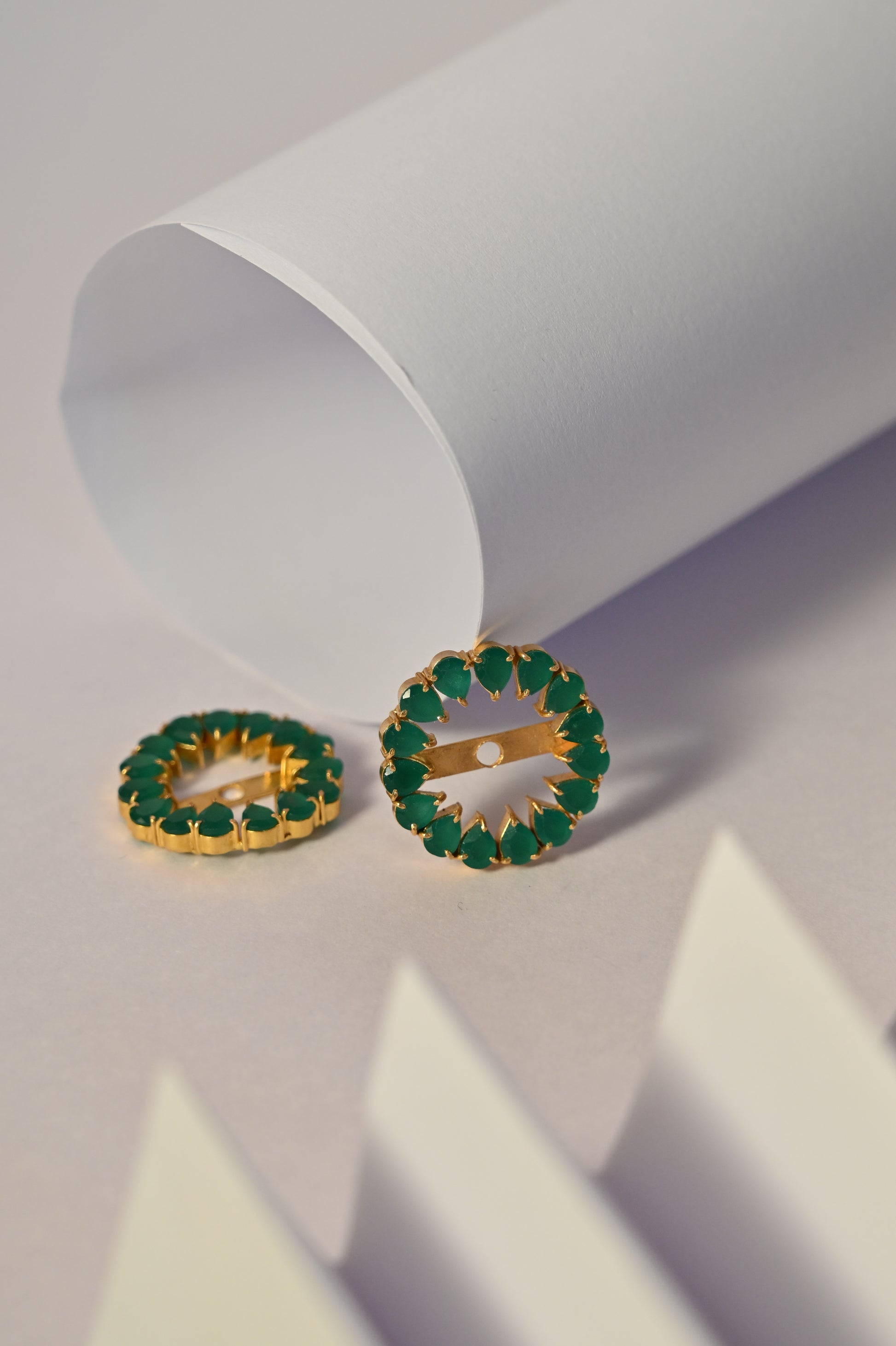 Round Emerald Floral Earring Frames