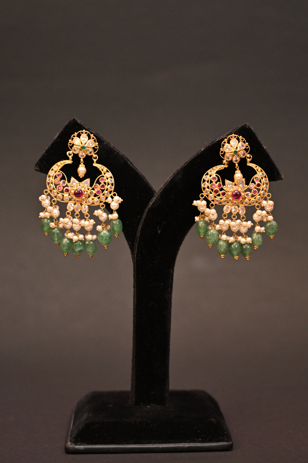 Pearl Lotus Chandbalis Earrings