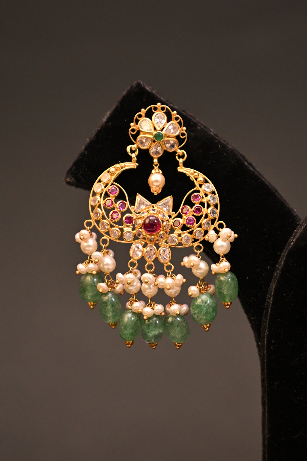 Pearl Lotus Chandbalis Earrings