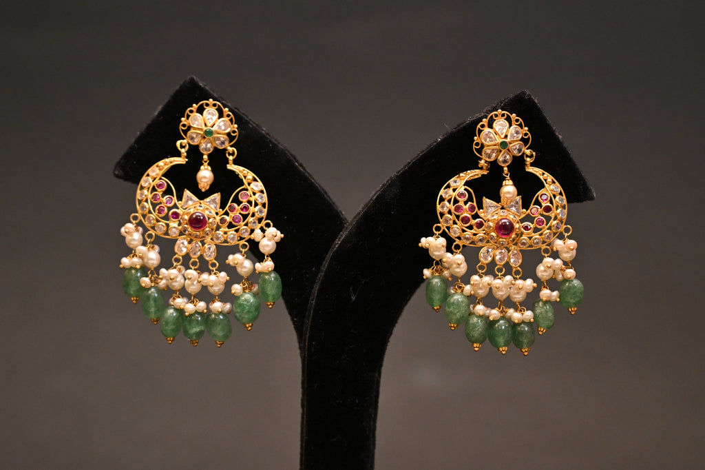 Pearl Lotus Chandbalis Earrings