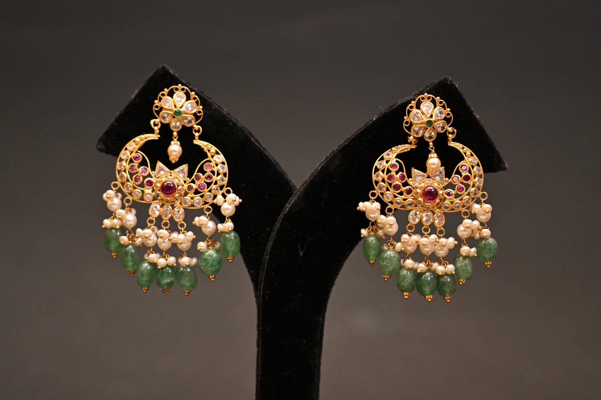 Pearl Lotus Chandbalis Earrings