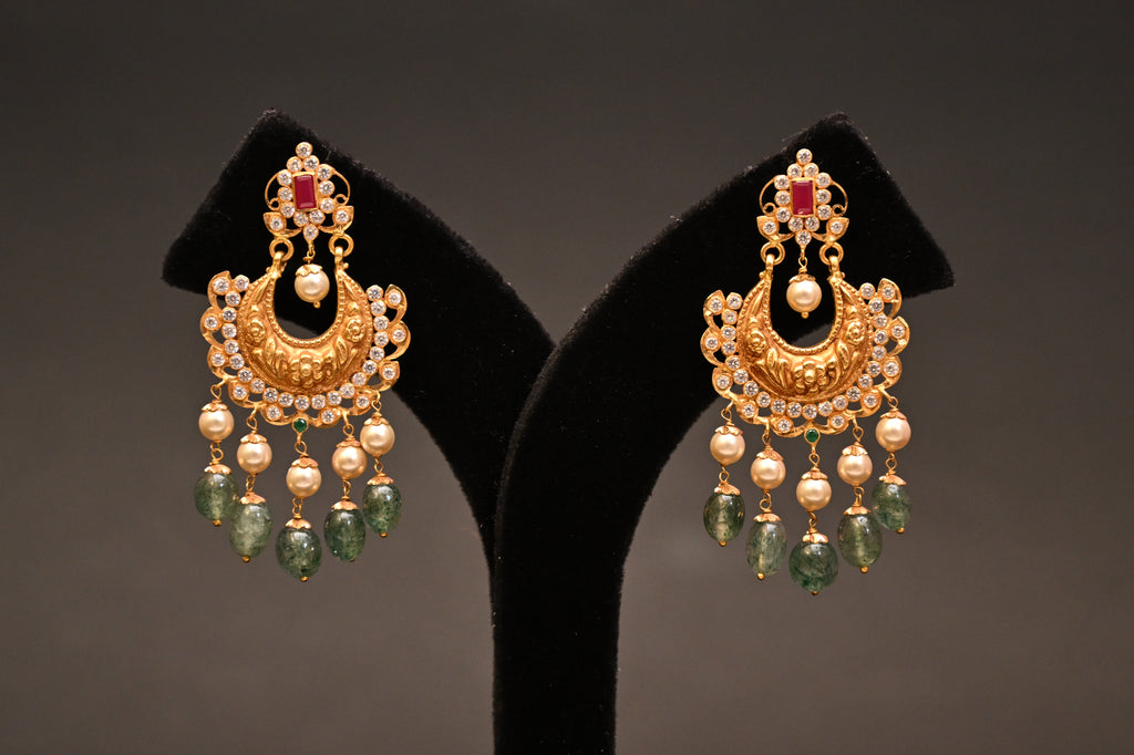 Ruby Crescent Chandbalis Earrings
