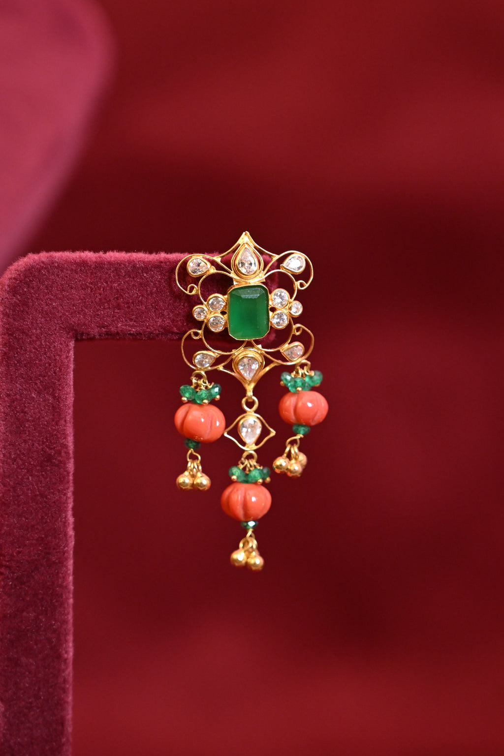 Polki and Emerald&Coral Necklace Set