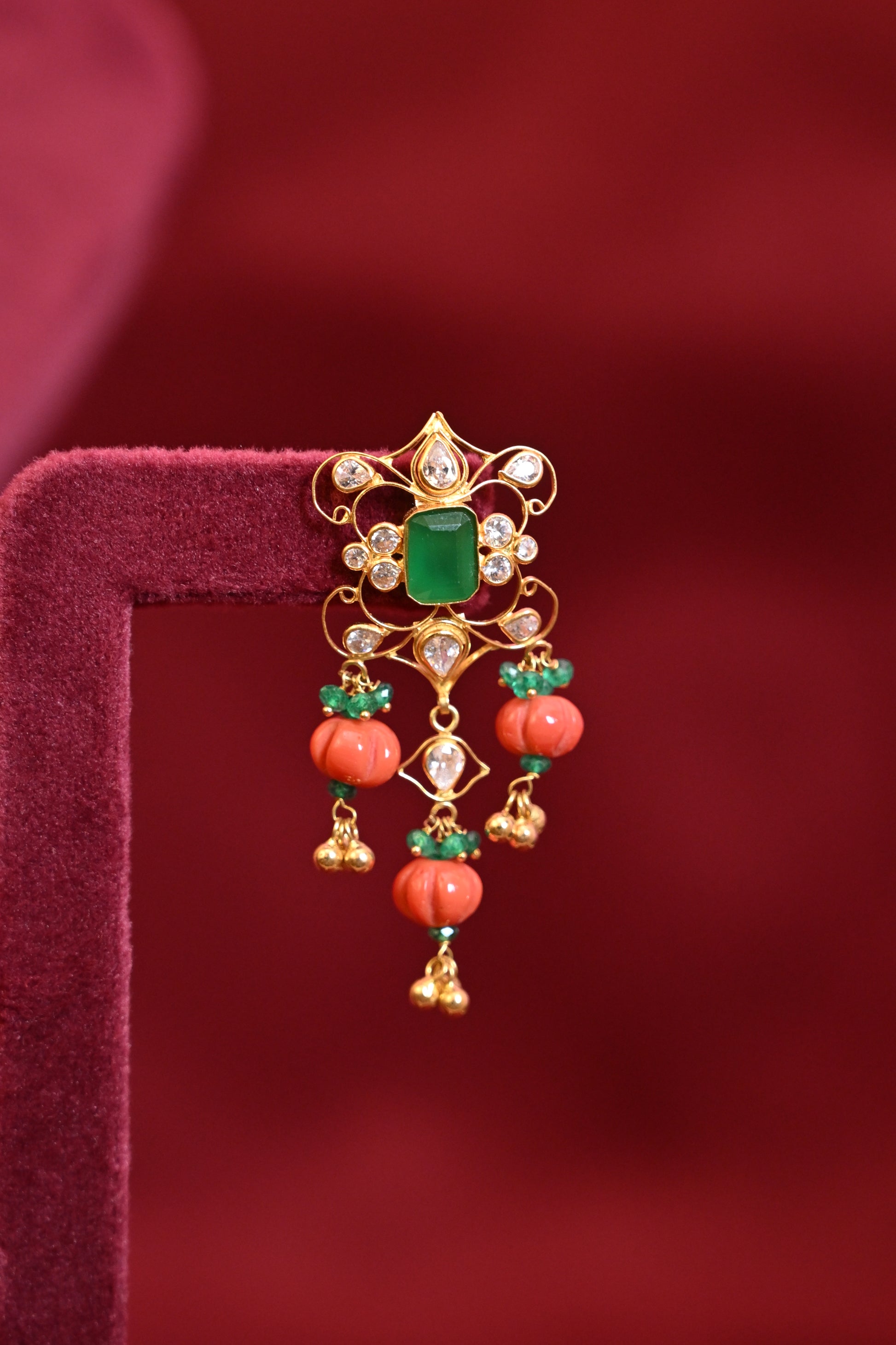 Polki and Emerald&Coral Necklace Set