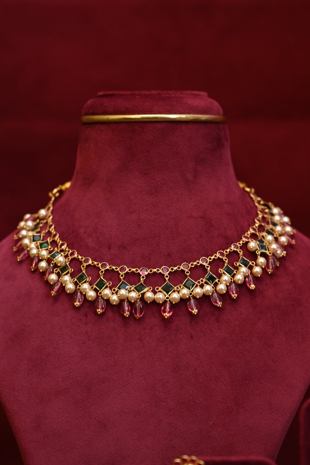 Emerald,Ruby & Pearl Kundan Choker Set