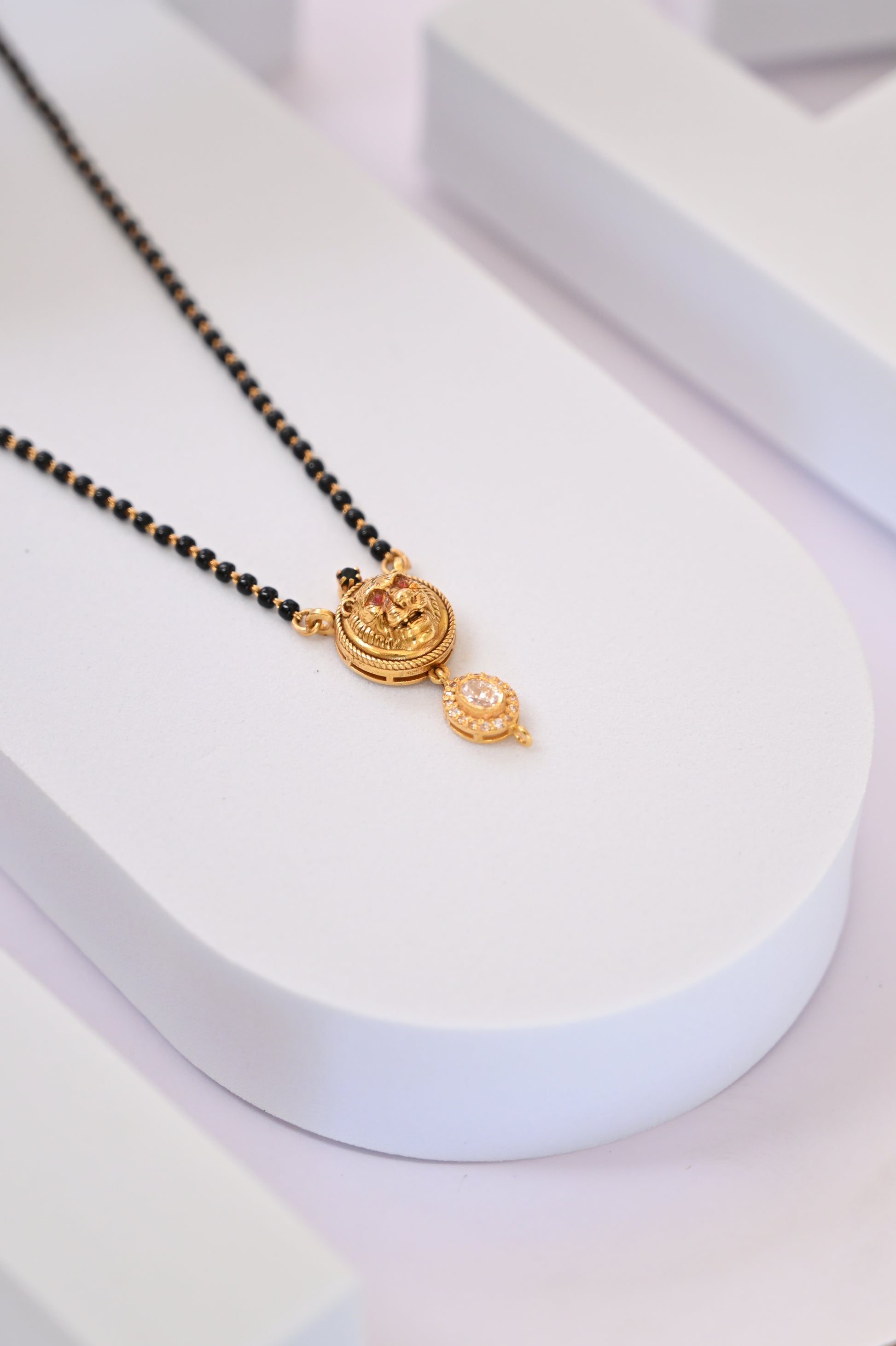 Gold Lion Pendant Mangalsutra