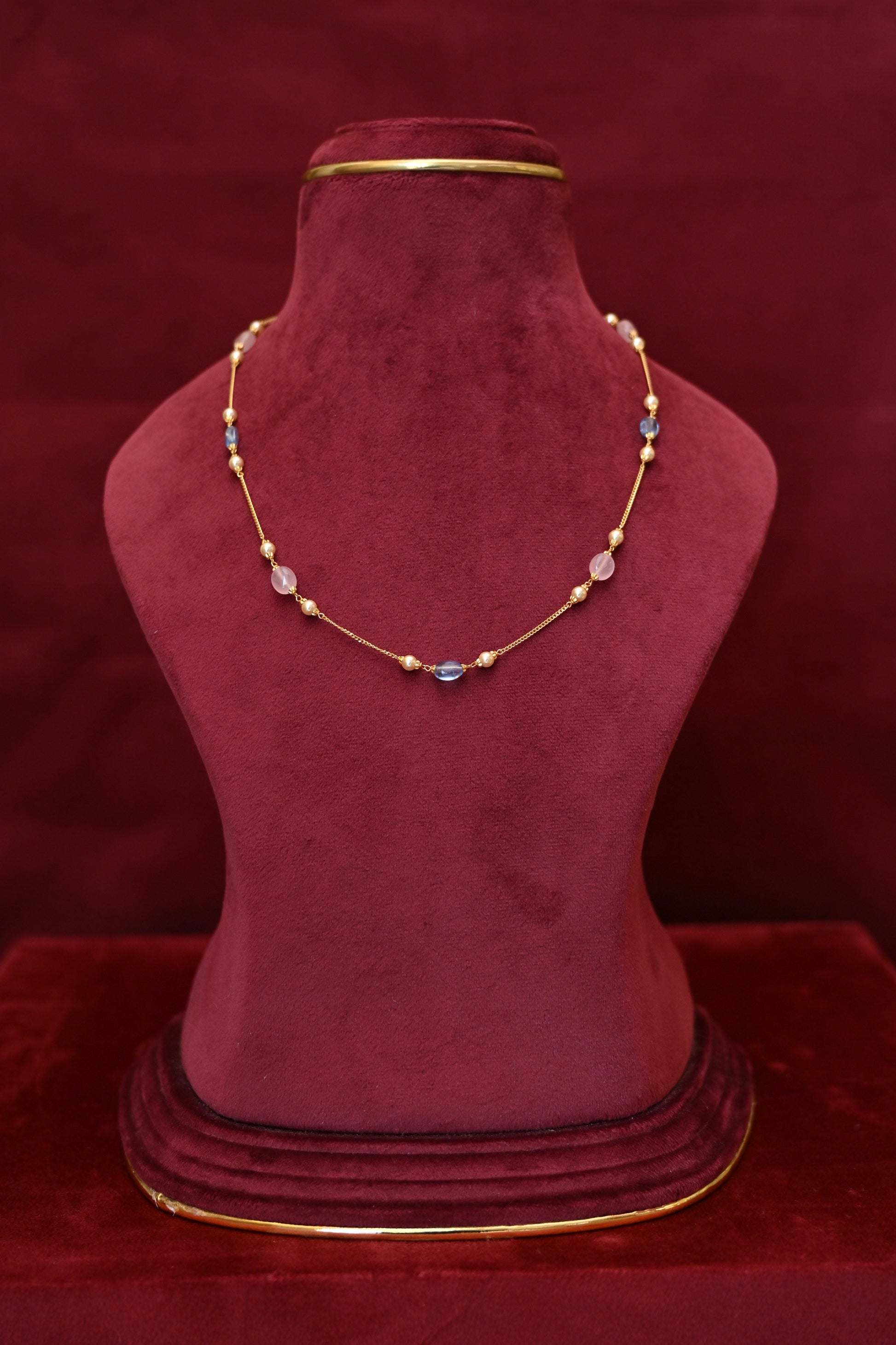 Light weight gold chain with beads