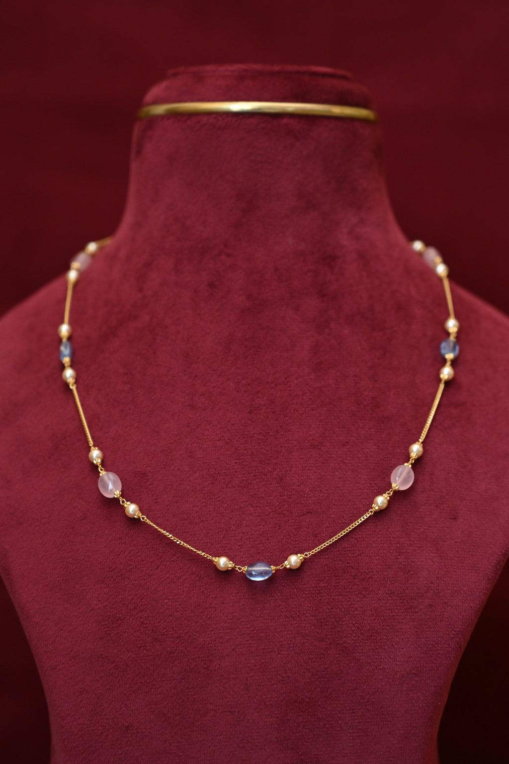 Light weight gold chain with beads