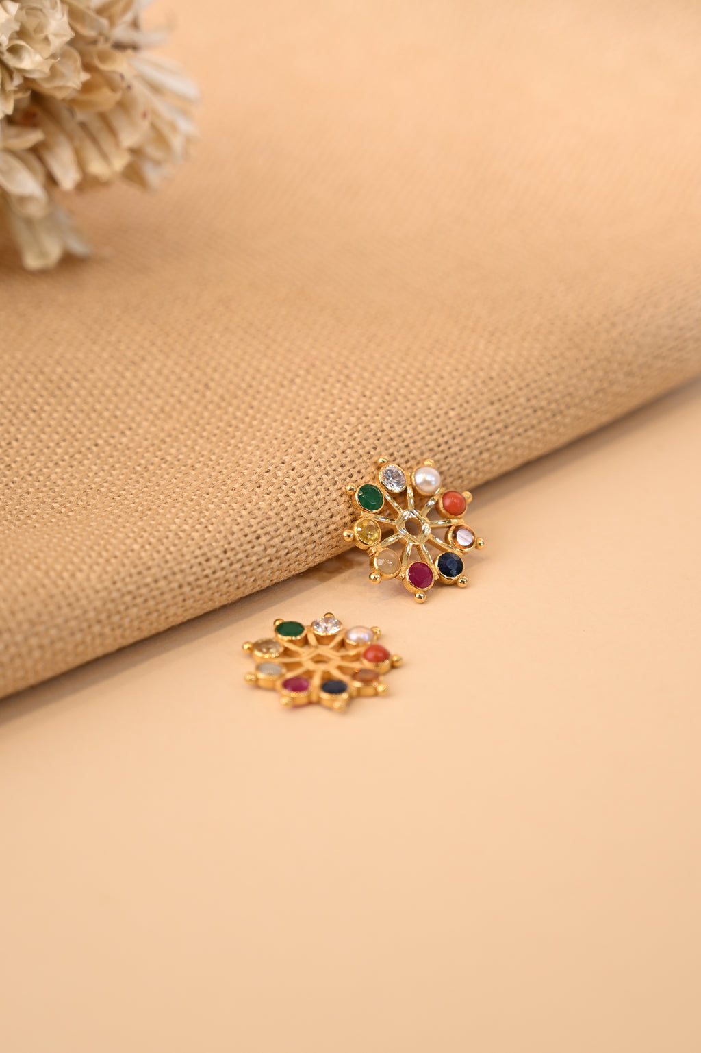 Navaratna Stone Gold Earring Frames