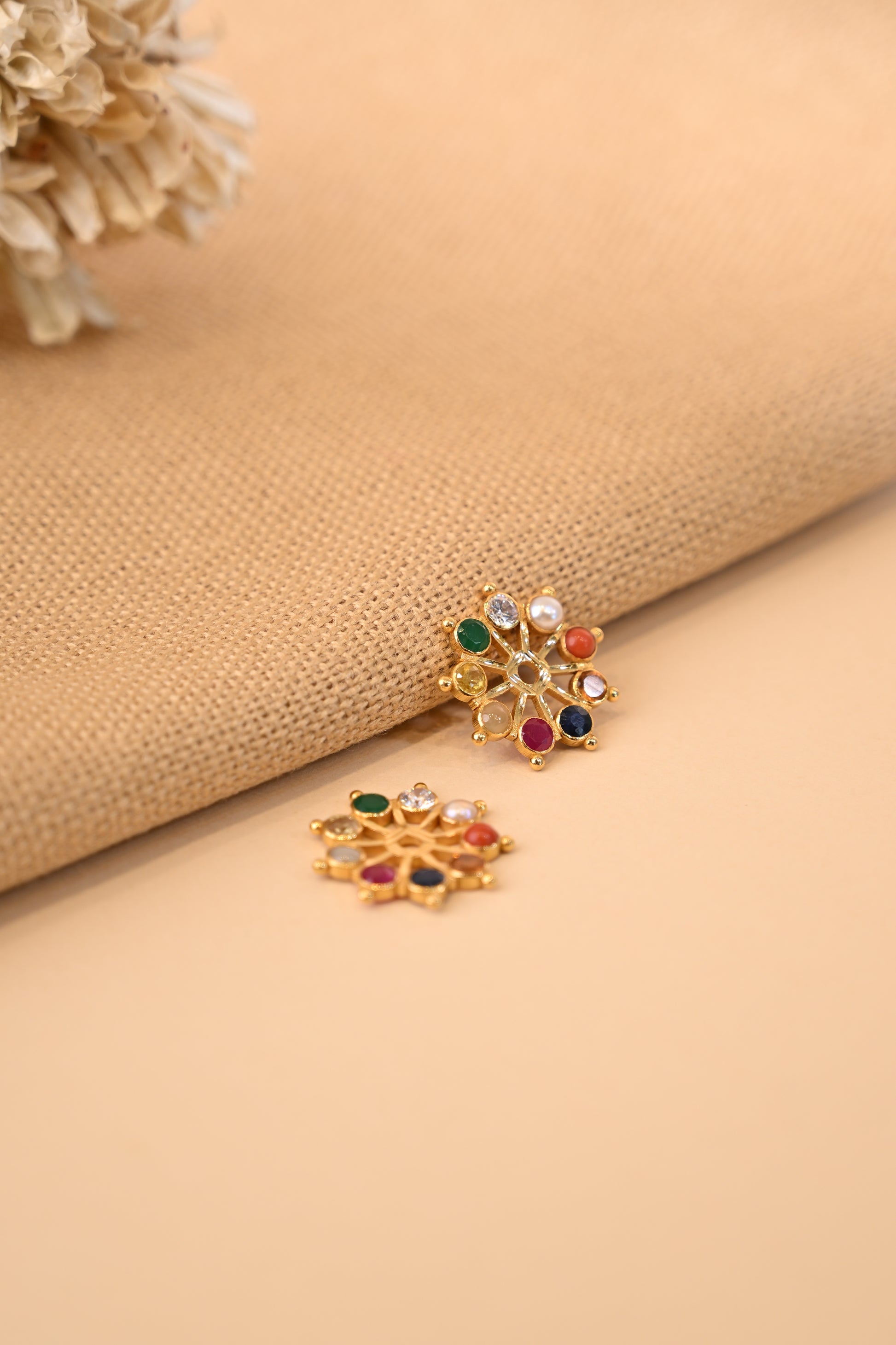 Navaratna Stone Gold Earring Frames