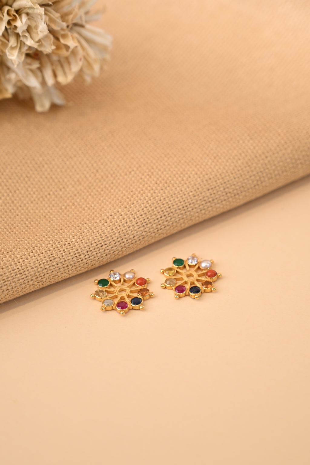 Navaratna Stone Gold Earring Frames