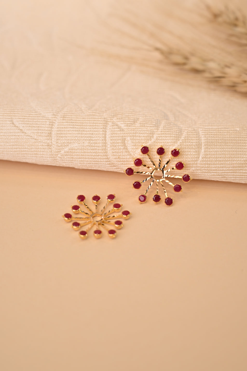 Red Stone Gold Earring Frames