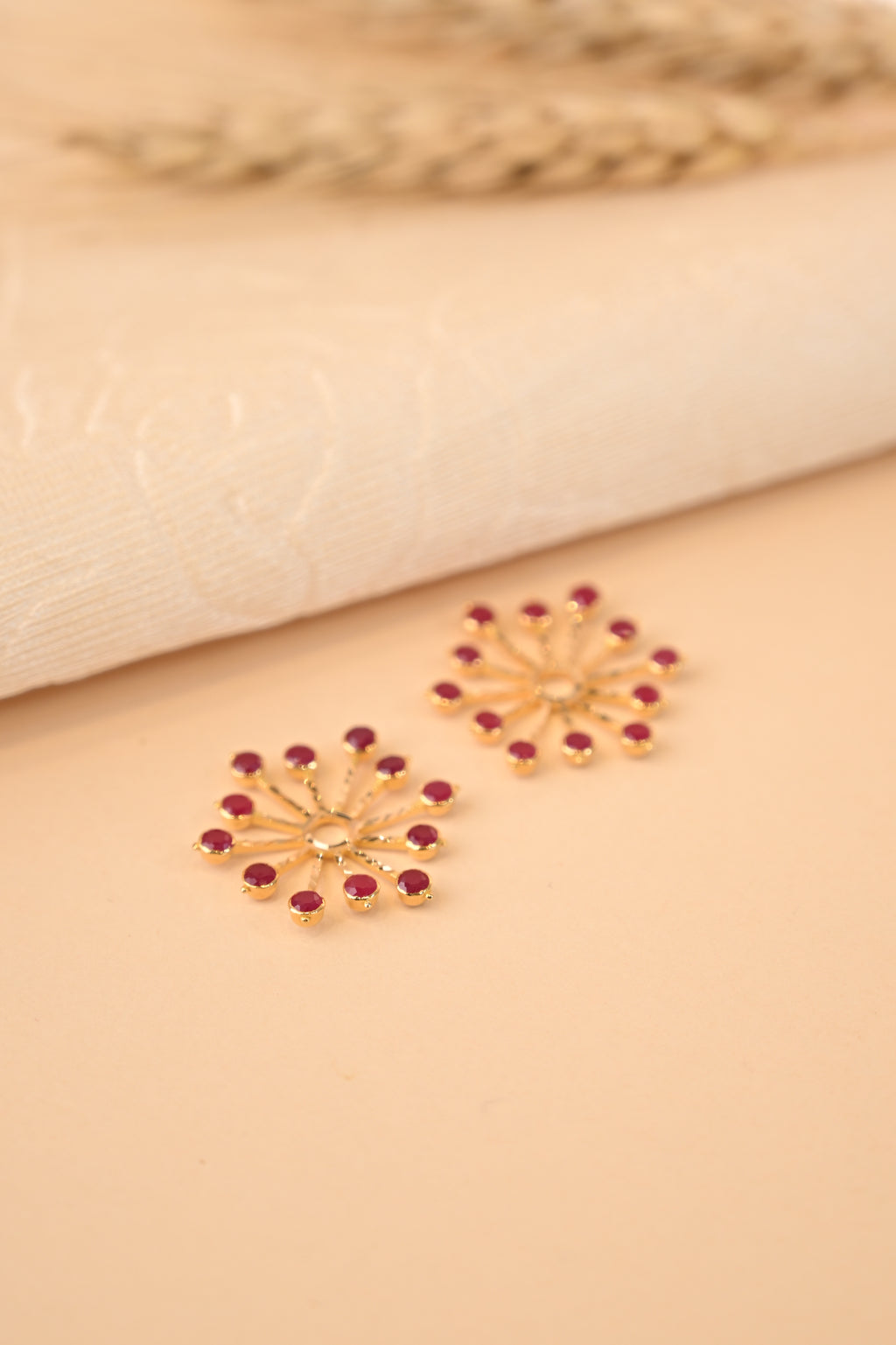 Red Stone Gold Earring Frames
