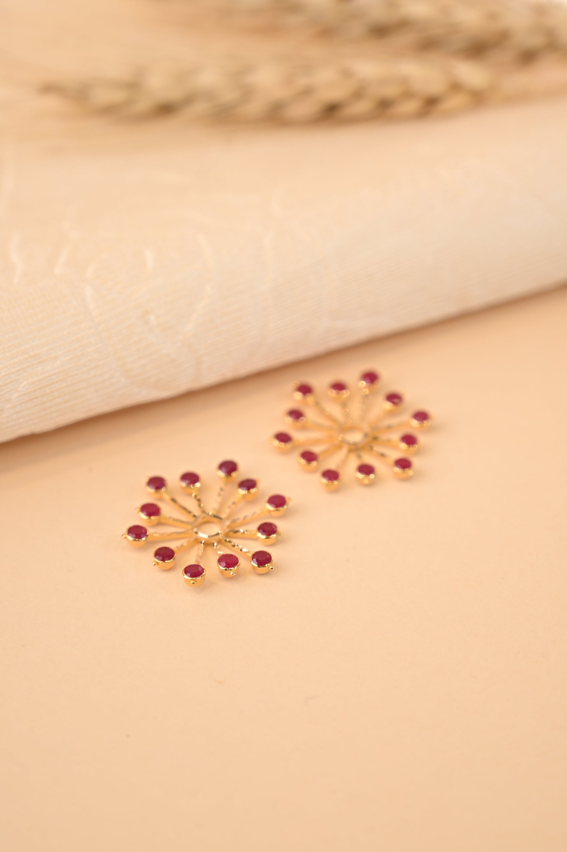 Red Stone Gold Earring Frames