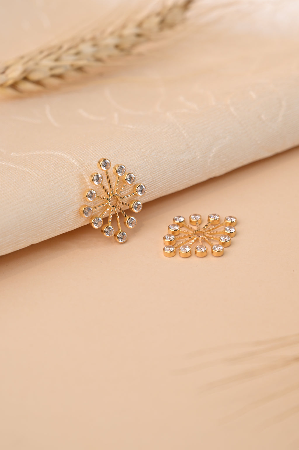 CZ Stones Gold Earring Frames