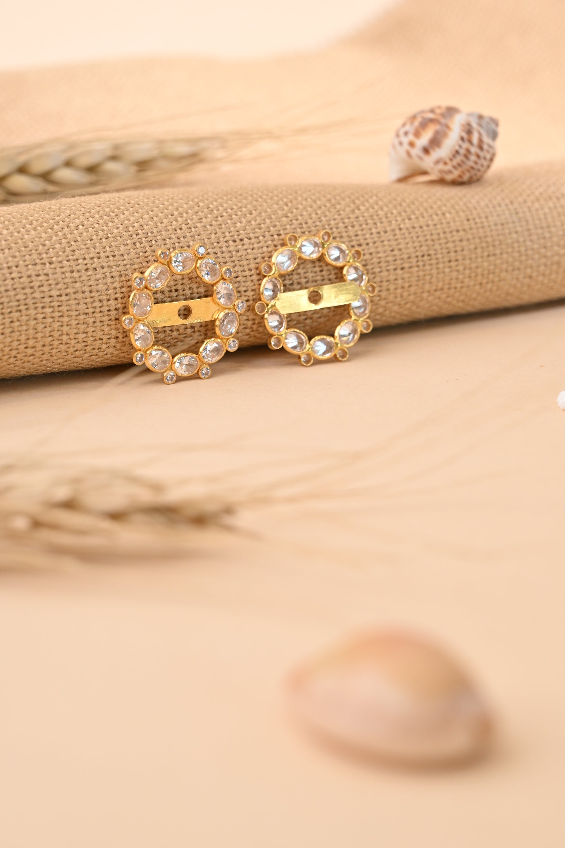 Oval CZ Stone Gold Earring Frames