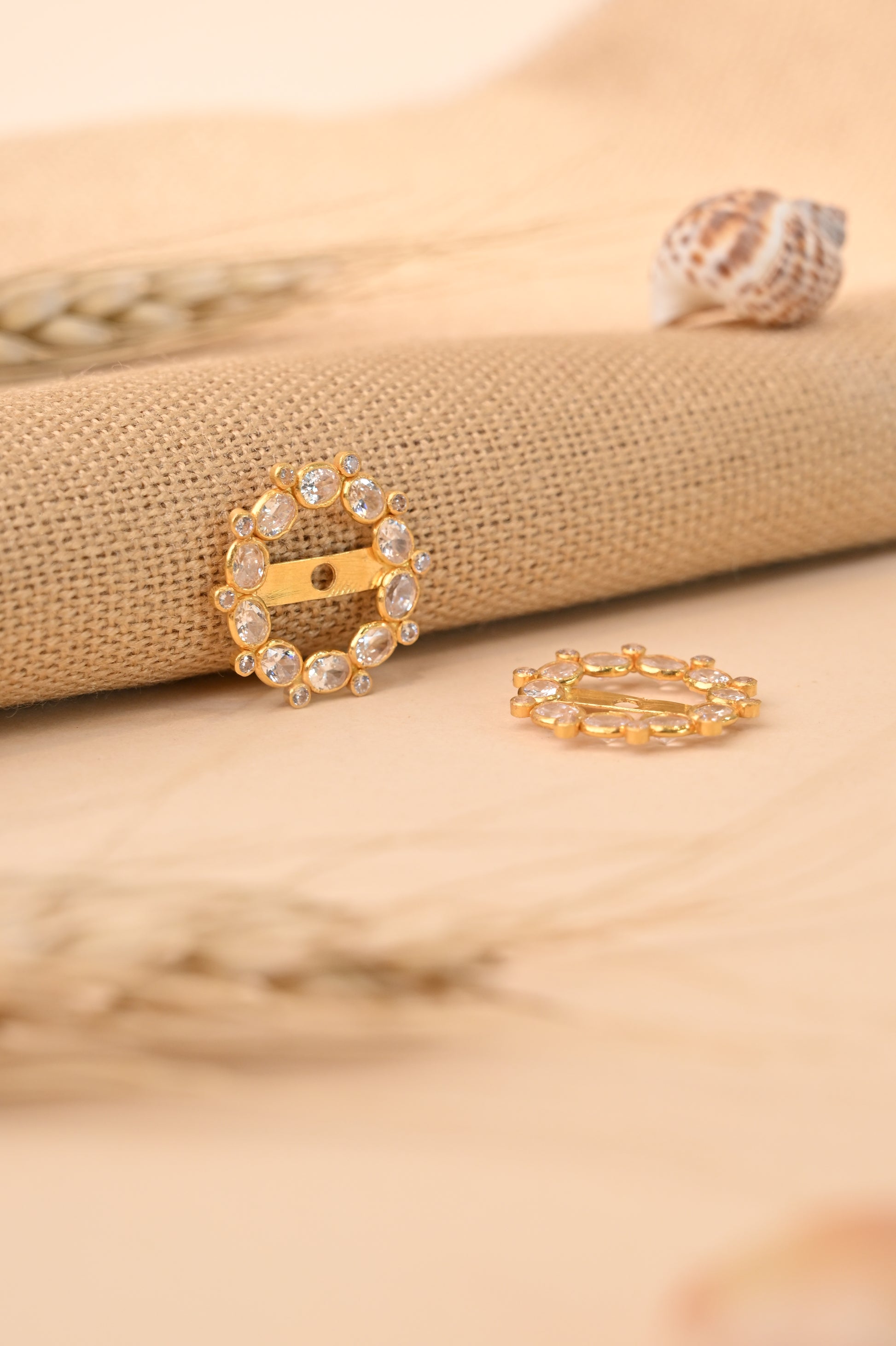 Oval CZ Stone Gold Earring Frames