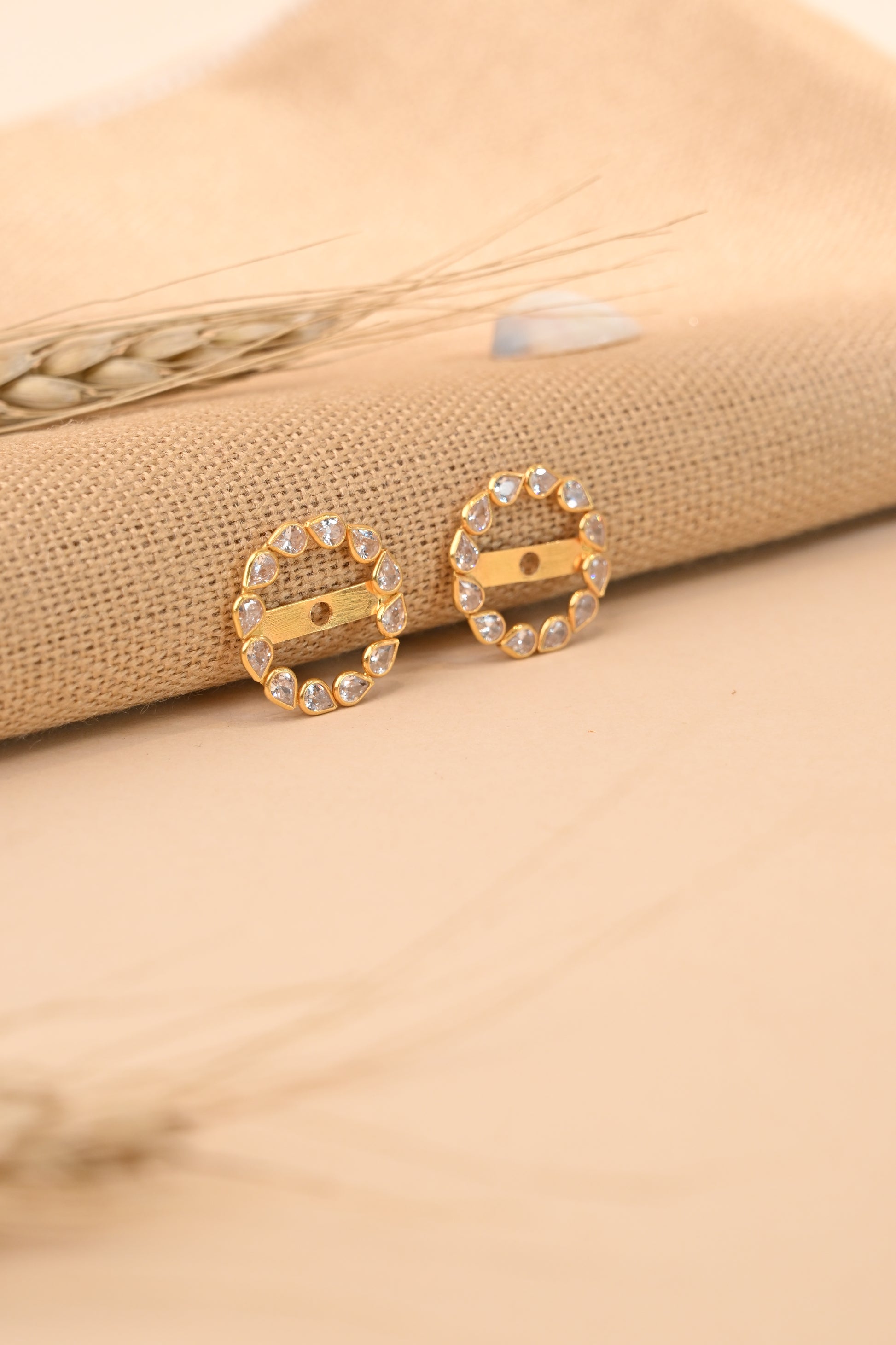 Oval CZ Stone Gold Earring Frames