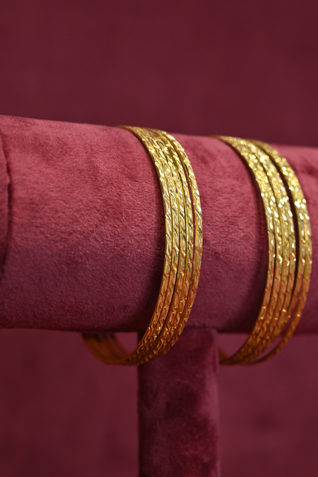 Braided Texture Gold Bangle Set