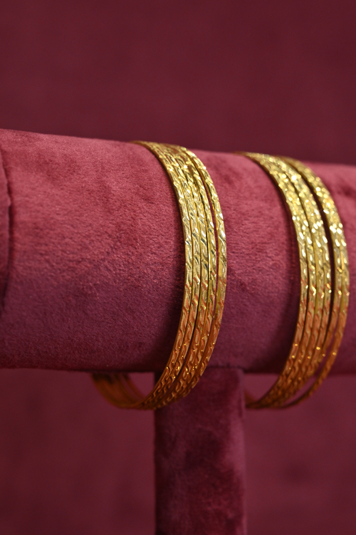 Braided Texture Gold Bangle Set