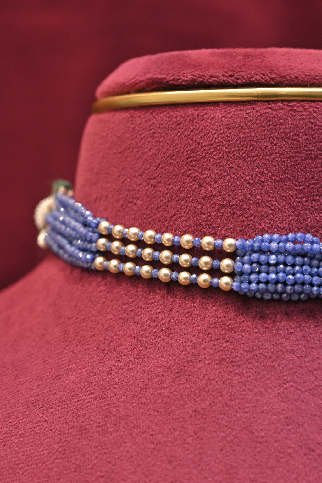 Blue Beaded Butterfly Motif Choker Necklace