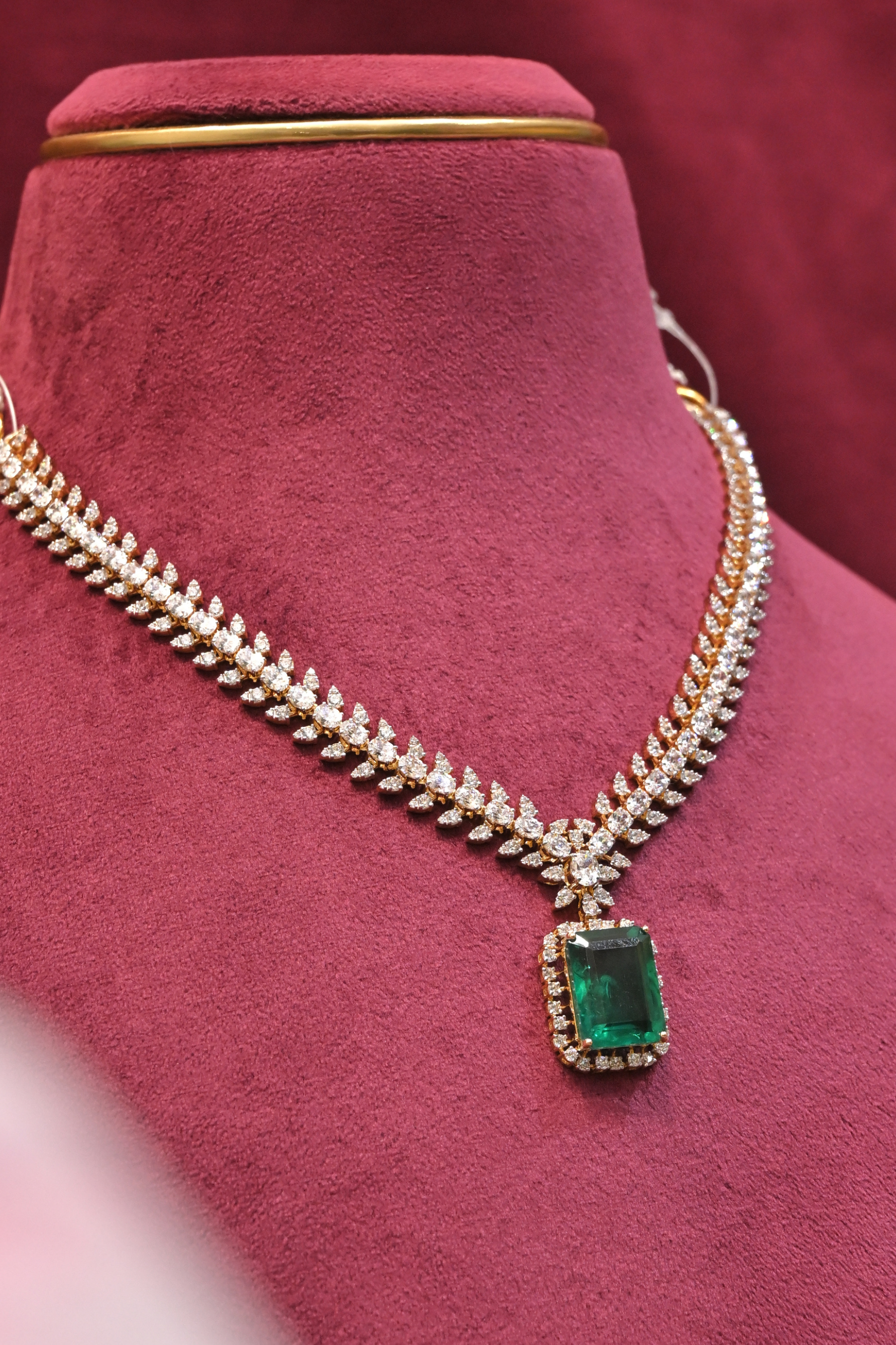 Emerald Green Pendant CZ Necklace