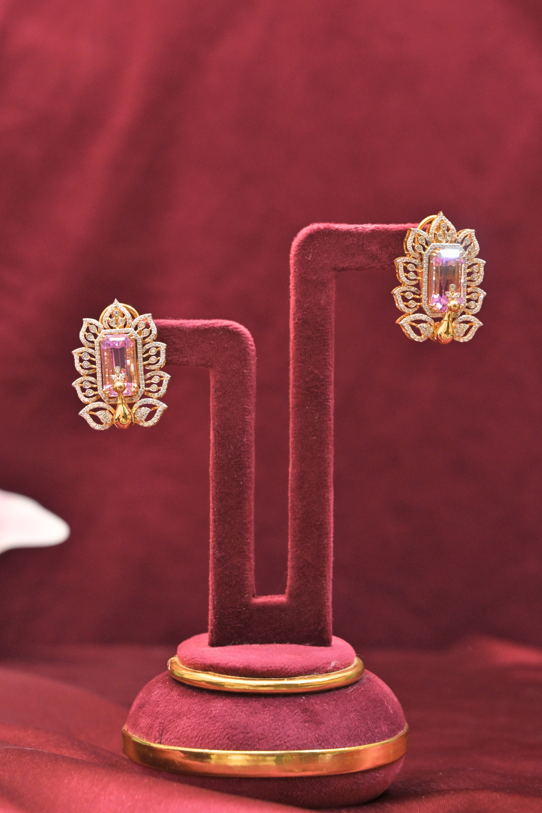 Pink Crystal Floral Pendant Necklace