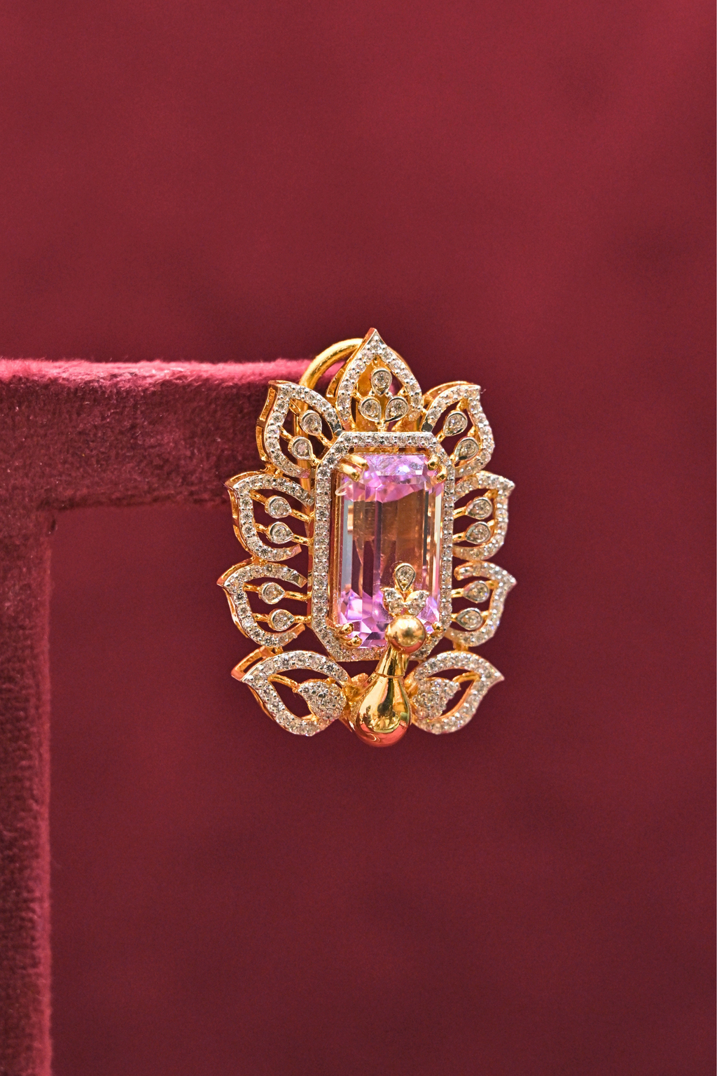 Pink Crystal Floral Pendant Necklace
