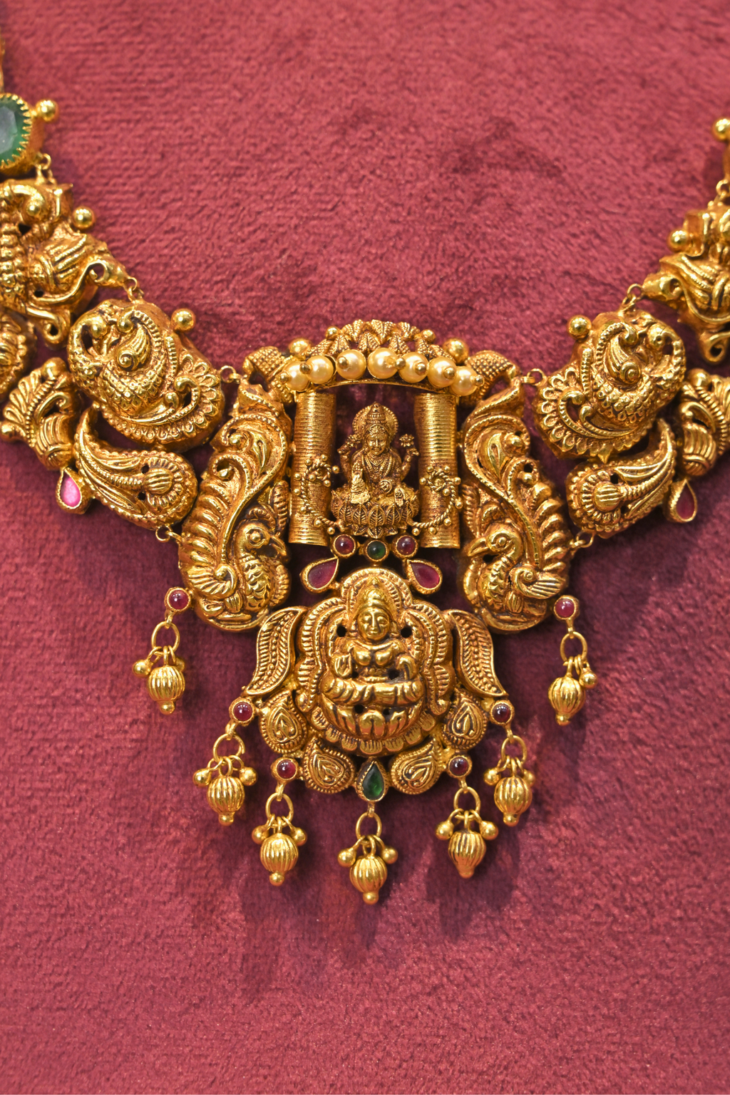 Lakshmi Temple Long Haram Necklace with Heritage Motifs