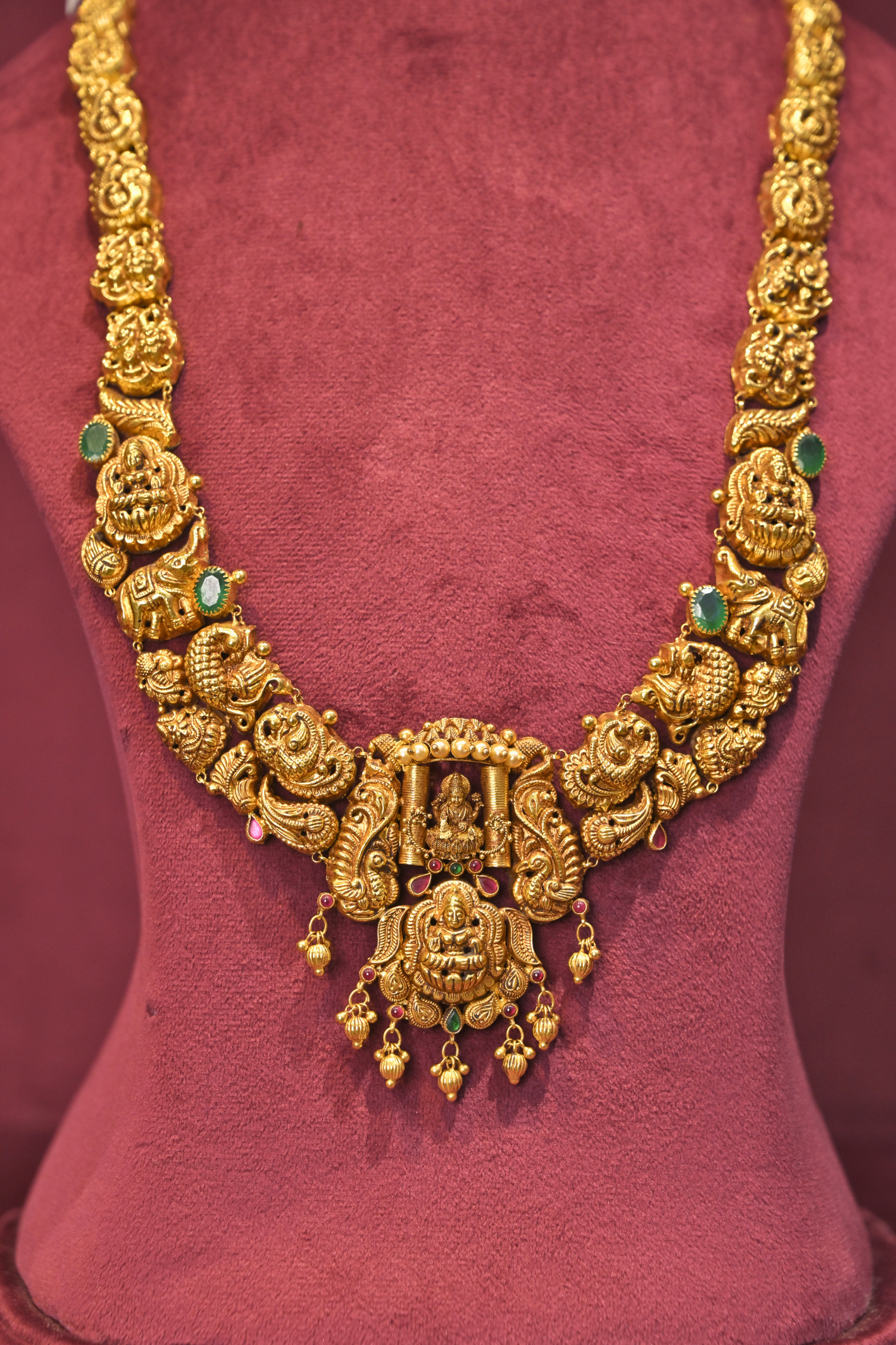 Lakshmi Temple Long Haram Necklace with Heritage Motifs