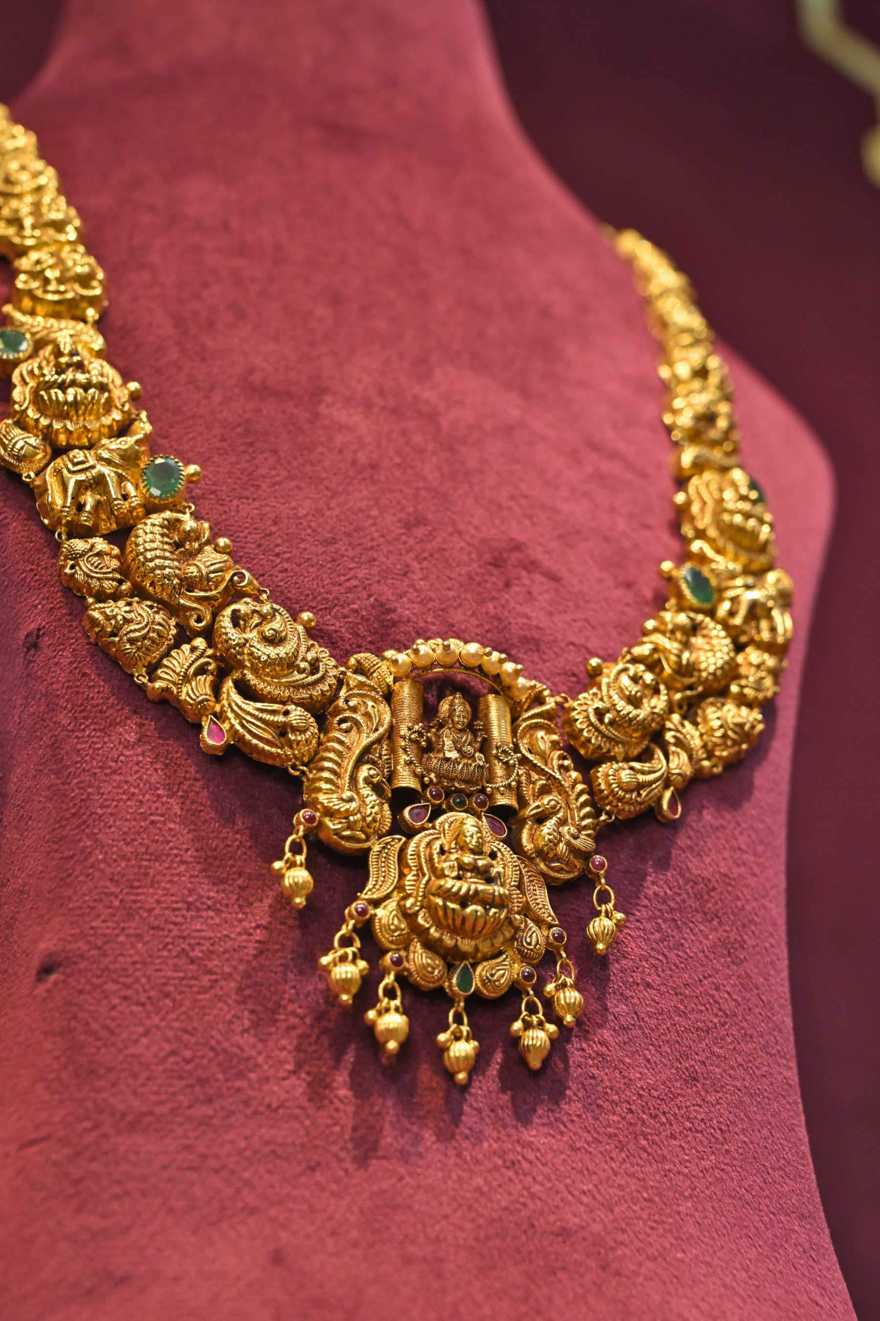 Lakshmi Temple Long Haram Necklace with Heritage Motifs