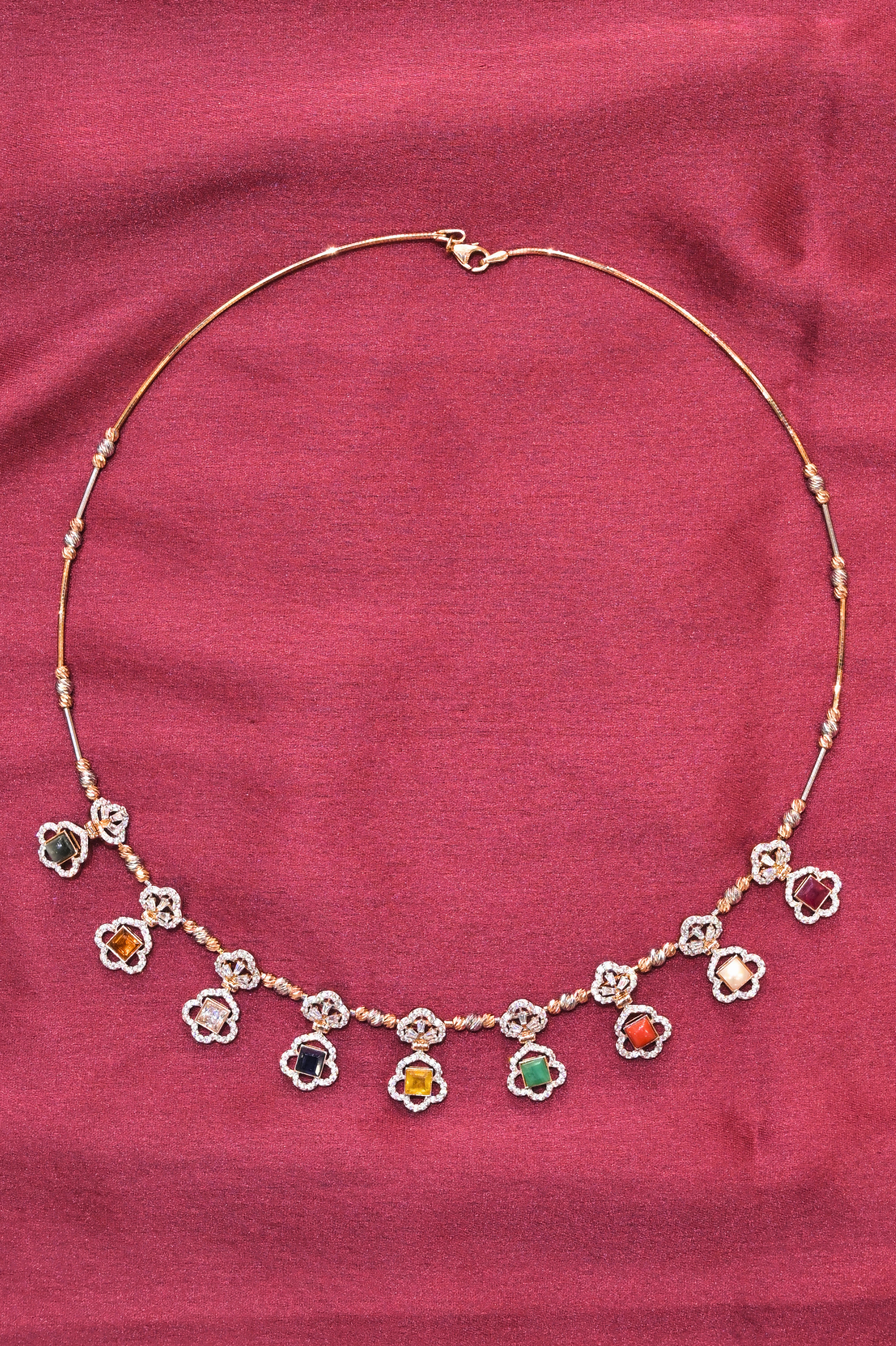 Multicolor Gemstone Charm Necklace Set