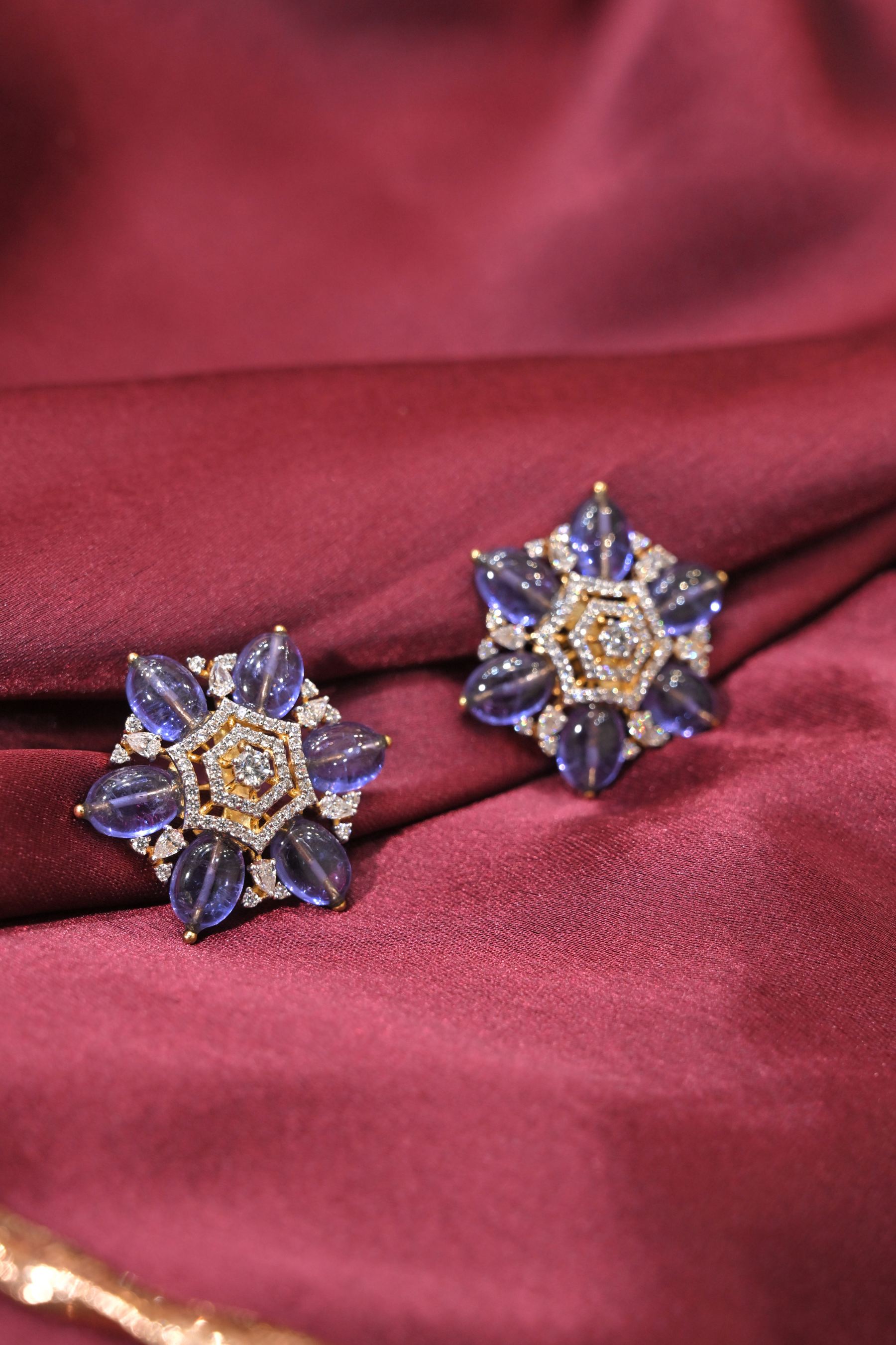 Blue Floral Crystal Necklace Set