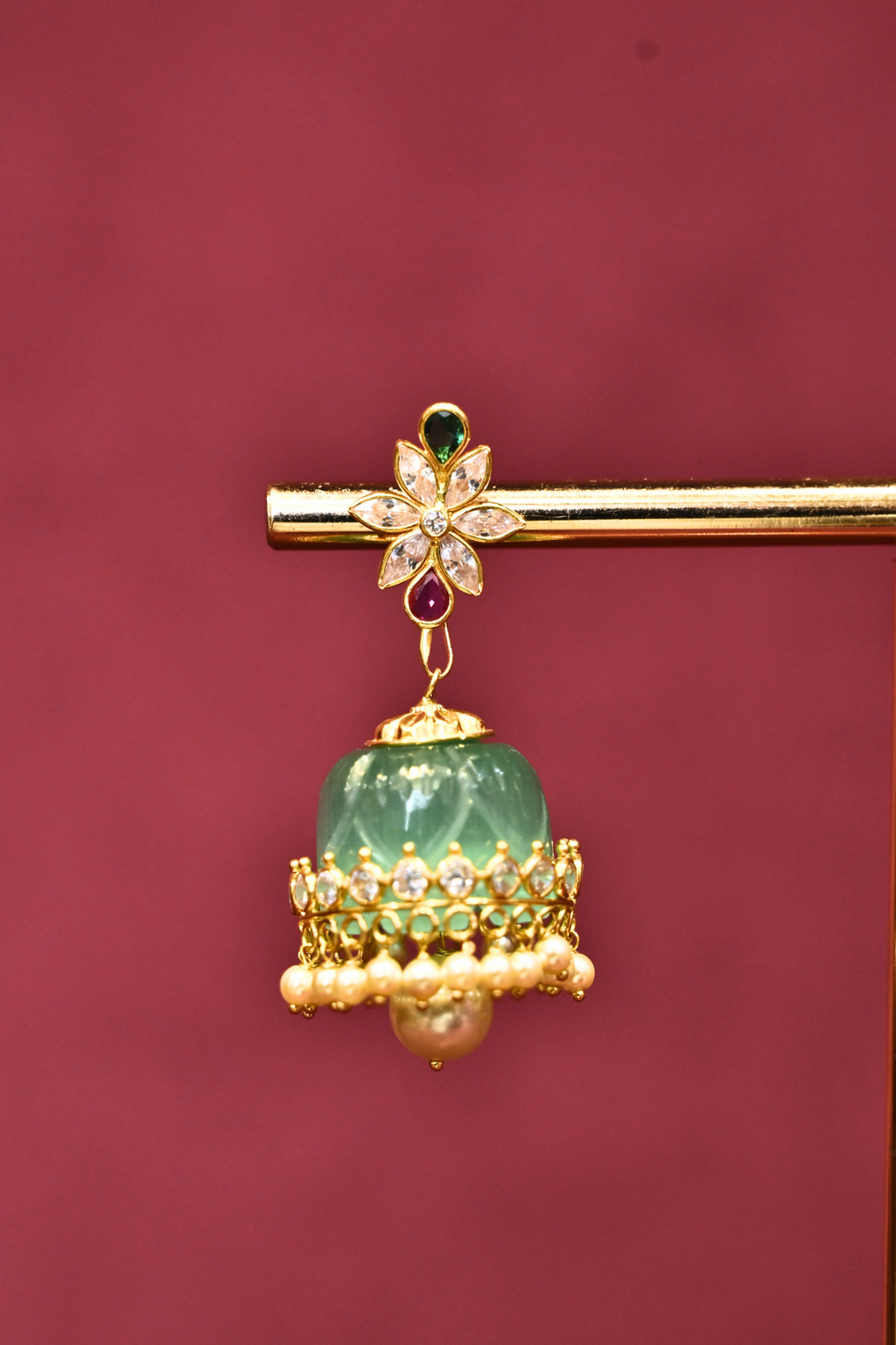 Interchangeable Stone Jhumka Earrings | Multiple Color Options