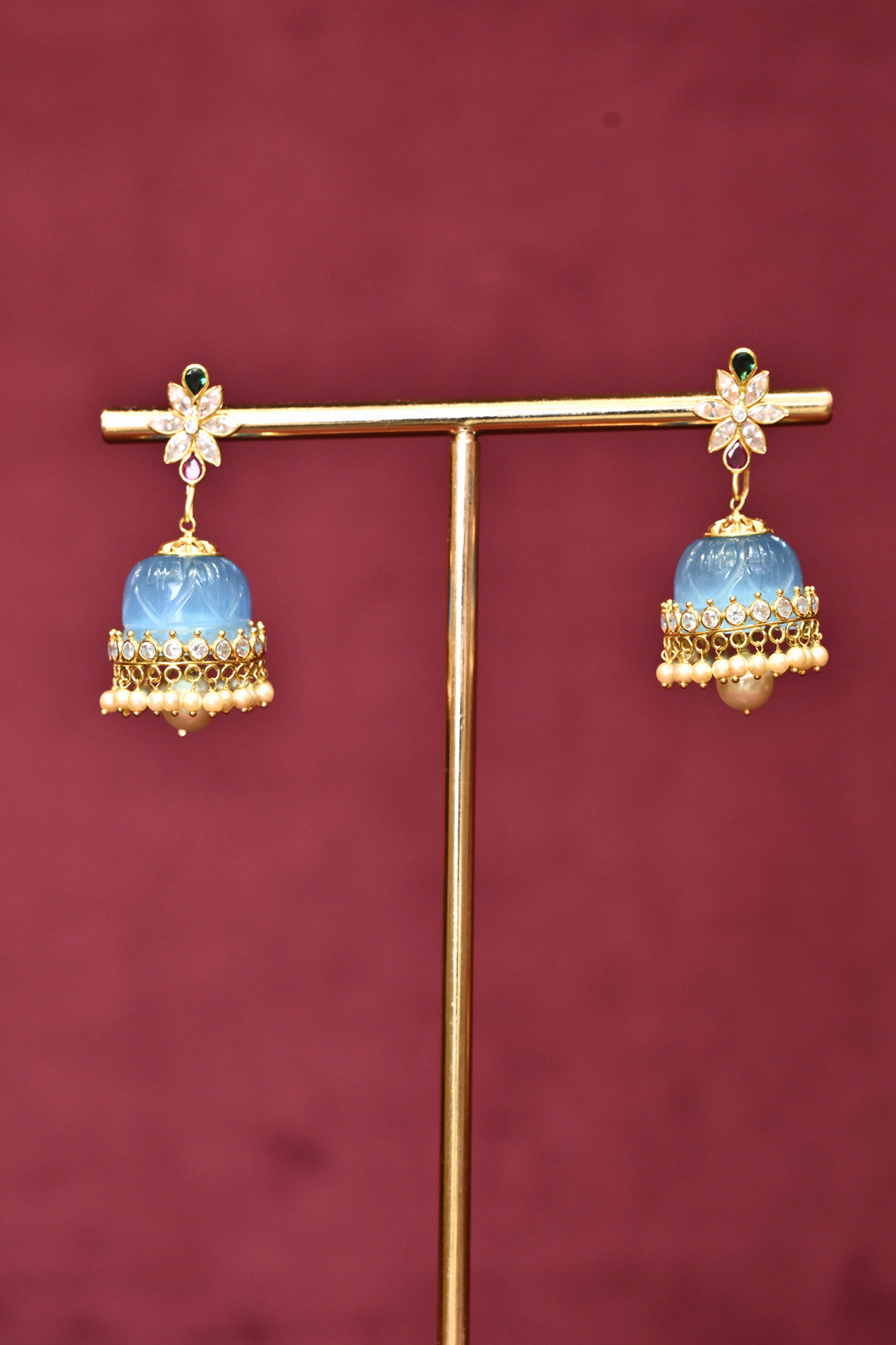 Interchangeable Stone Jhumka Earrings | Multiple Color Options