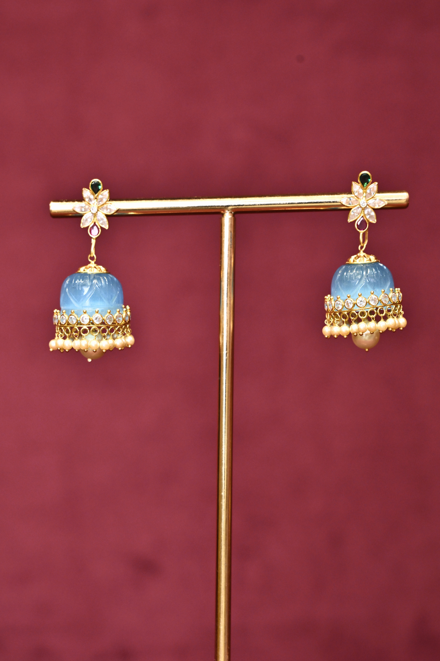 Interchangeable Stone Jhumka Earrings | Multiple Color Options