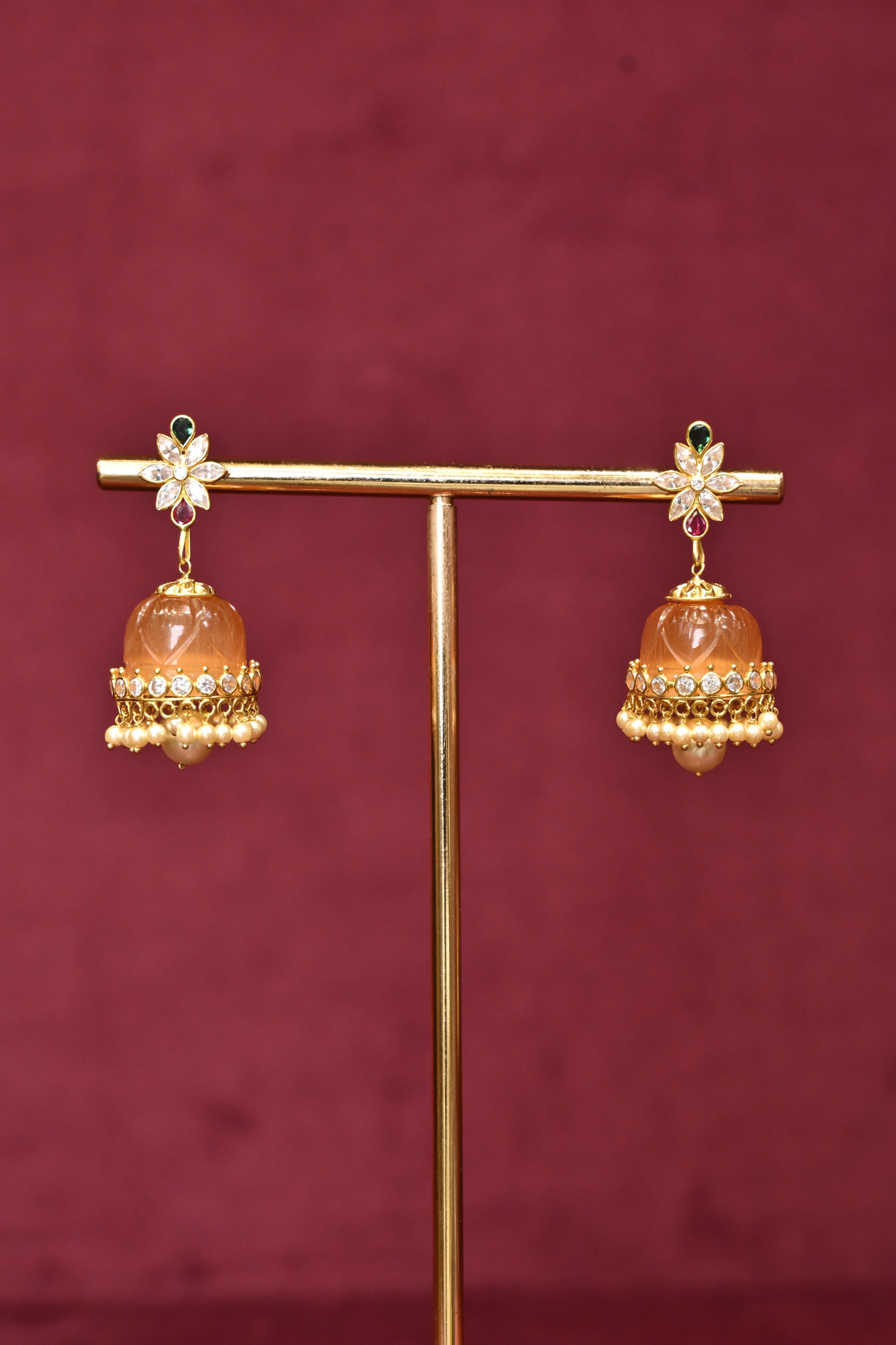 Interchangeable Stone Jhumka Earrings | Multiple Color Options