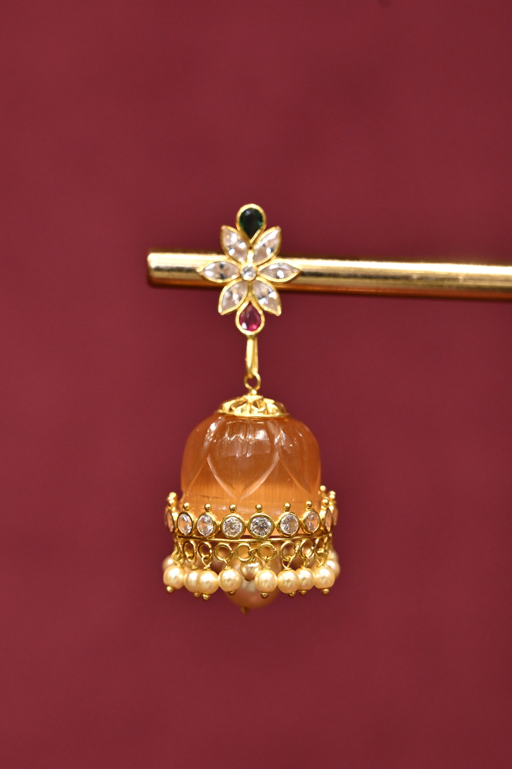 Interchangeable Stone Jhumka Earrings | Multiple Color Options